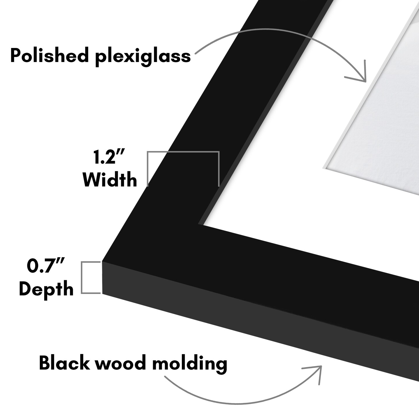Americanflat Poster Frame with Mat - Large Picture Frame - Polished Plexiglass Cover - Hanging Hardware for Horizontal and Vertical Display - Black