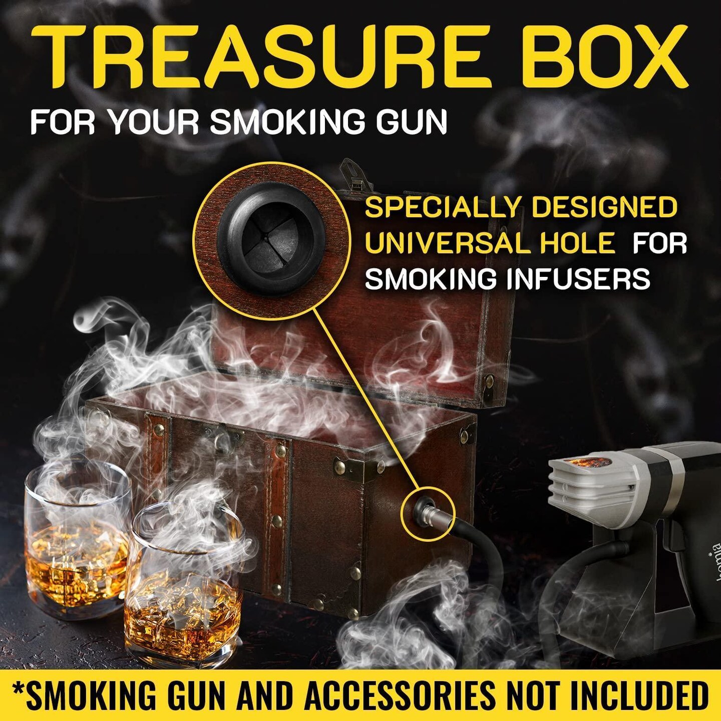 Smoking Gun Wood Smoke Infuser Box Smoking Box for Smoker Machine Cold Smoke for Food and Drinks (Smoking Gun and Accessories NOT INCLUDED)