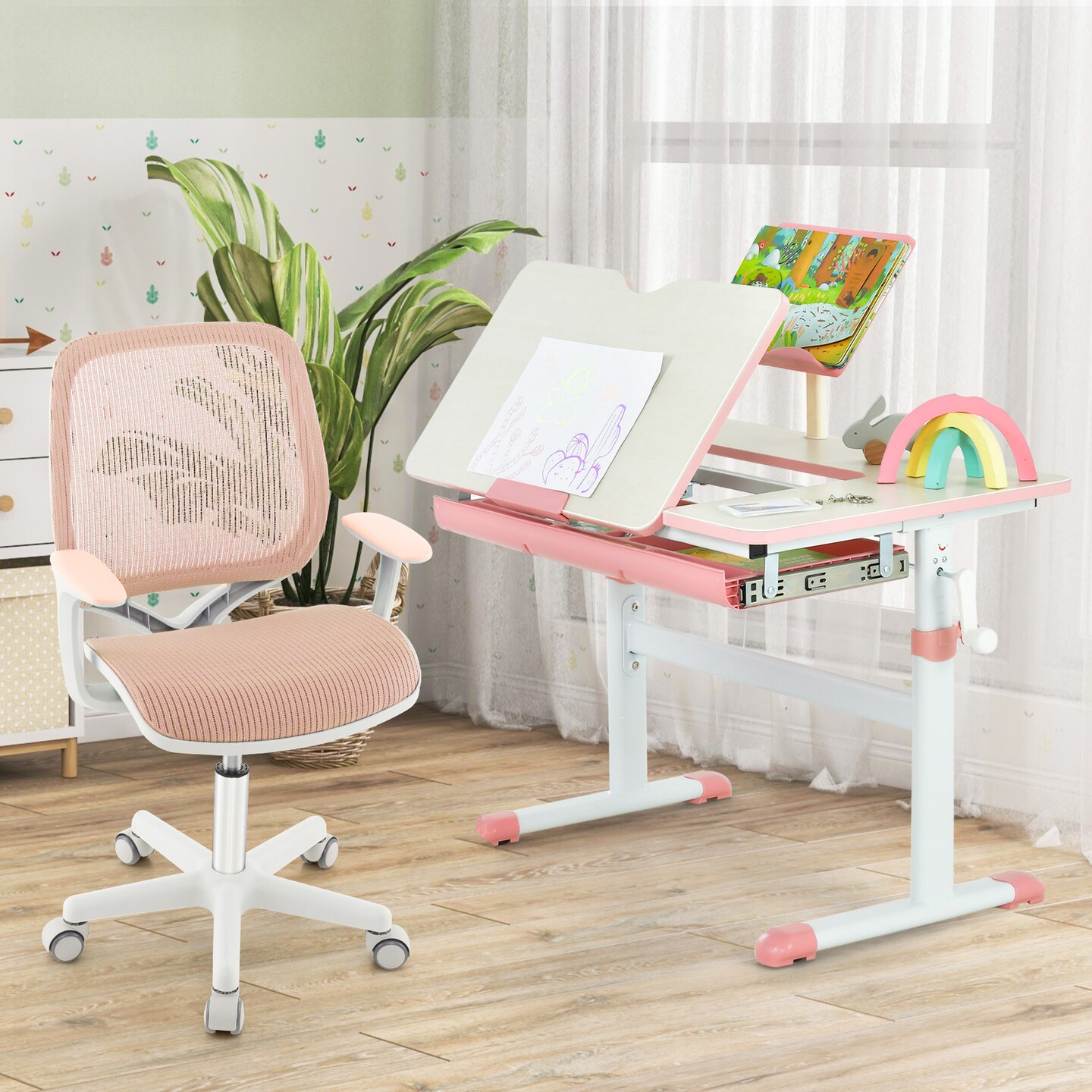 Swivel Mesh Children Computer Chair With Adjustable Height