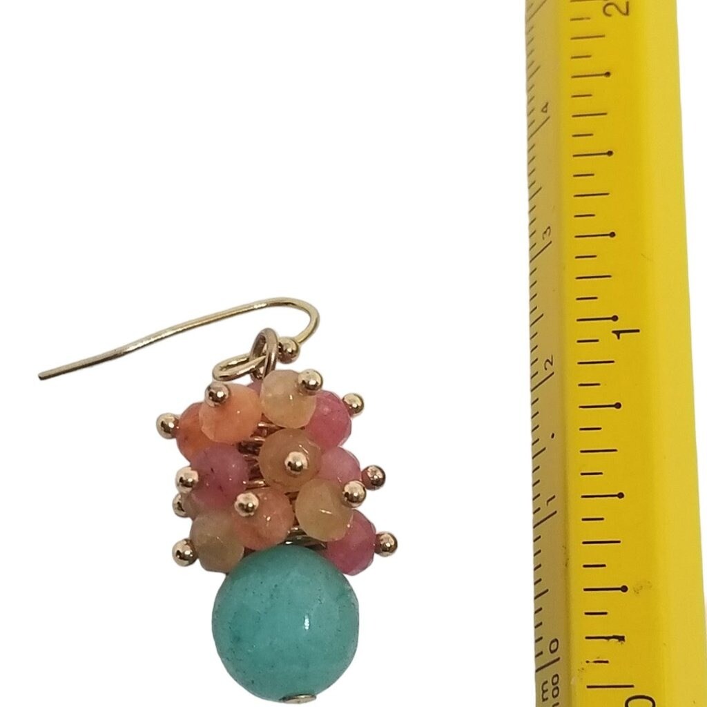 Chalcedony and carnelian drop earrings gold tone clusters pretty ! product 7