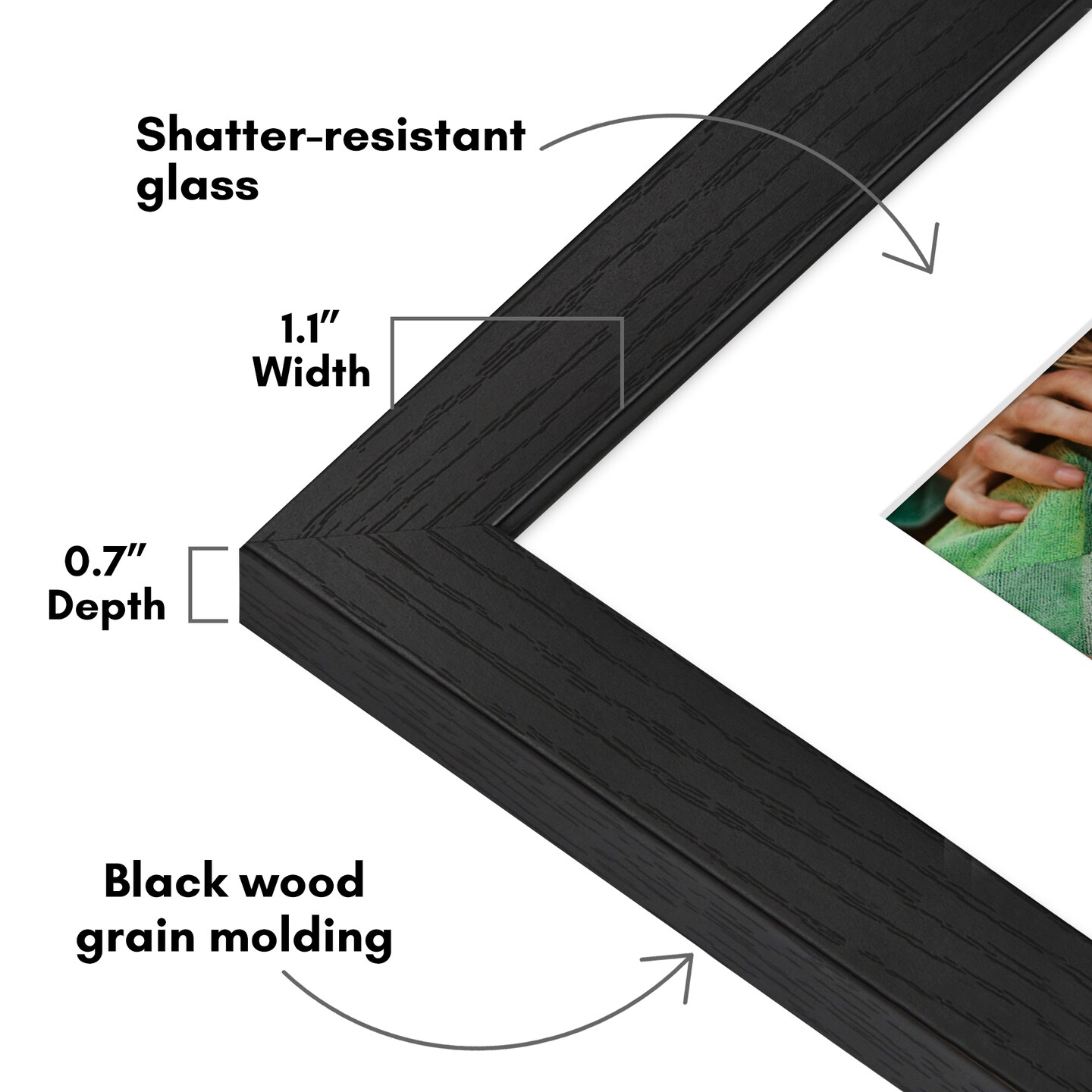 Americanflat Picture Frame with Wide Molding with Mat - Modern Wide Molding Photo Frame - Shatter Resistant Glass - Hanging Hardware - Includes Easel