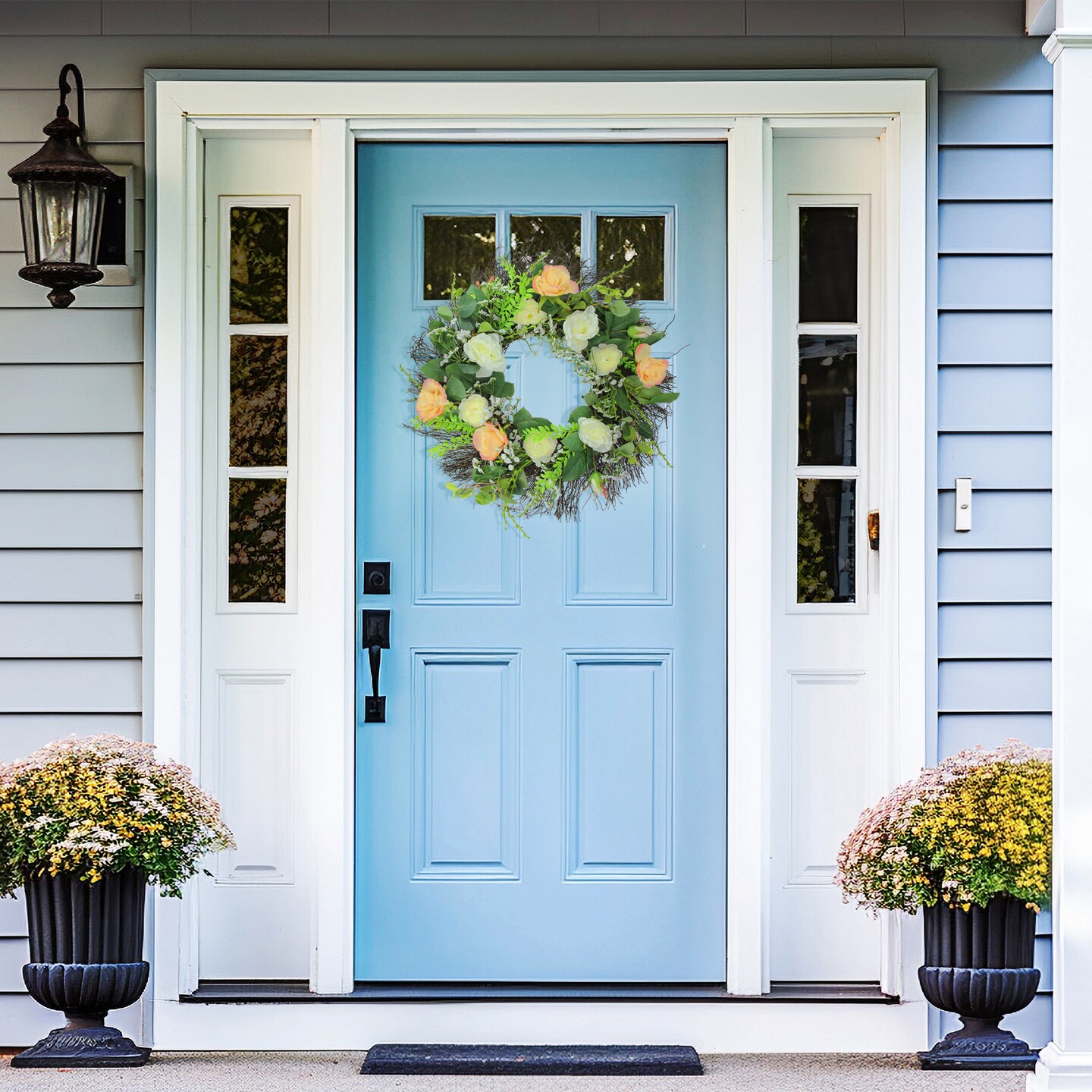 Northlight Rose and Foliage Artificial Spring Wreath - 24-Inch, Unlit