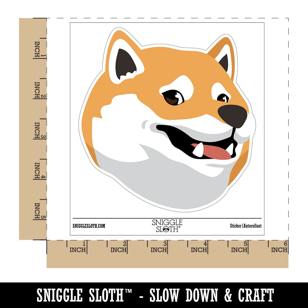 Side Eye Shiba Inu Smiling Dog Waterproof Vinyl Phone Tablet Laptop Water Bottle Sticker Set - 5 Pack