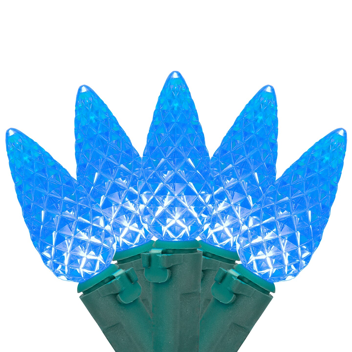 Northlight 70-Count Blue Faceted LED C6 Christmas Light Set - 23ft Green Wire