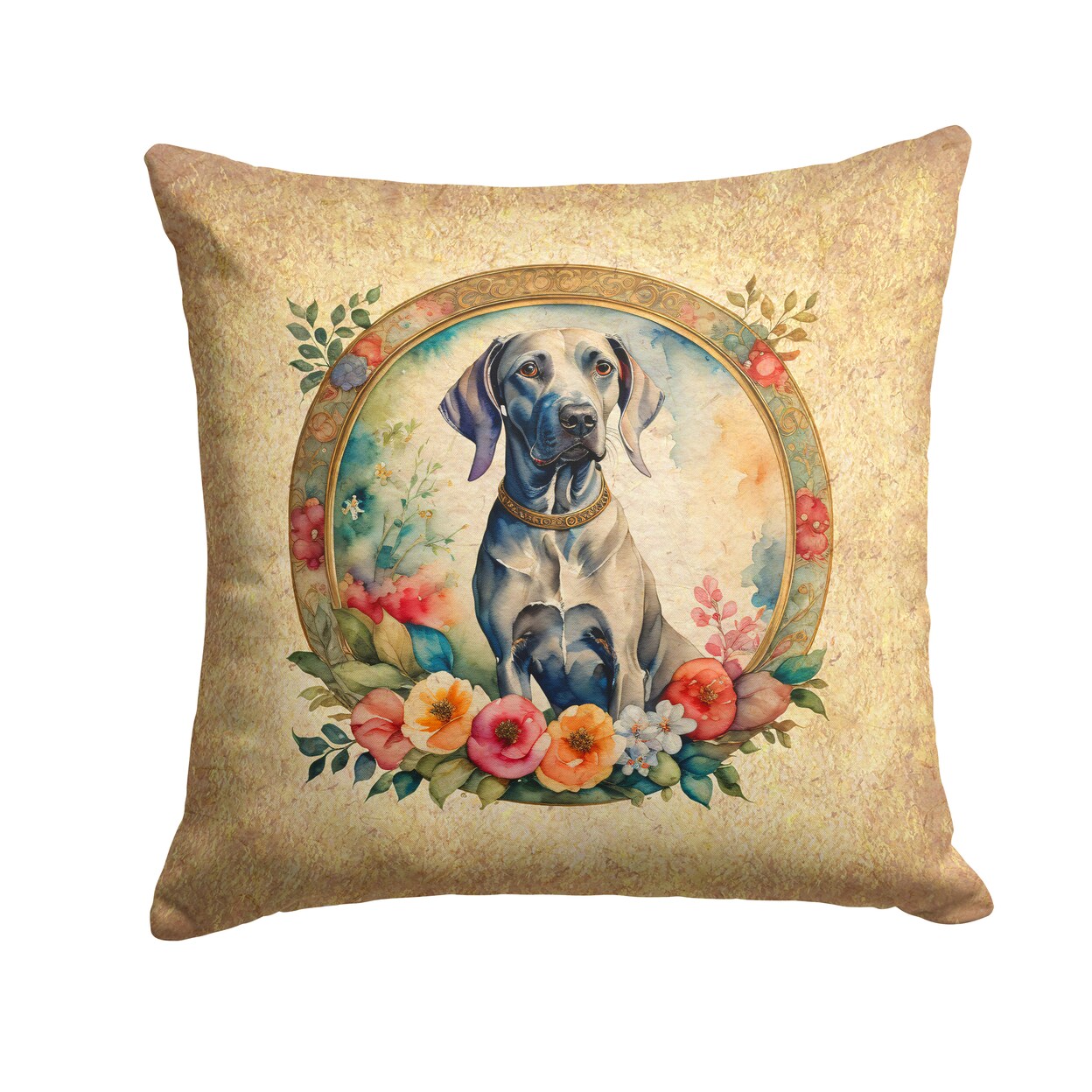 Caroline&#x27;s Treasures Weimaraner and Flowers Fabric Decorative Pillow