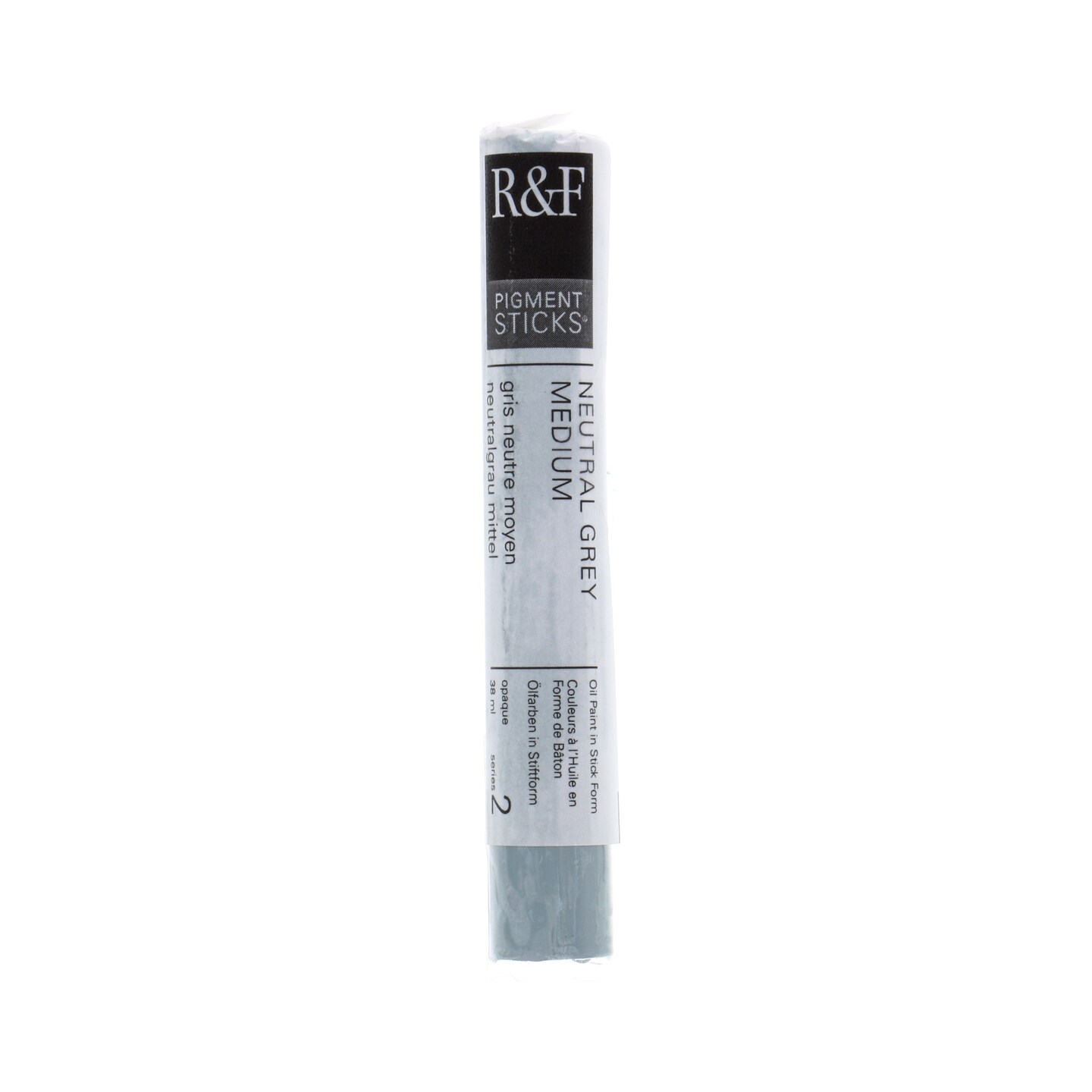 R&#x26;F Handmade Paints Pigment Stick, 38ml, Neutral Gray Medium