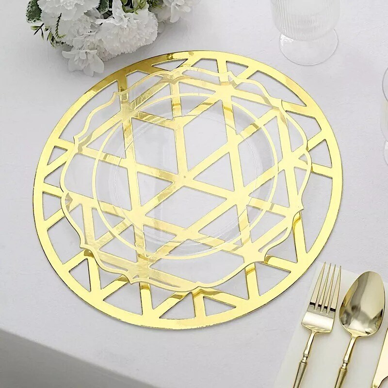 GOLD 6 Metallic 13&#x22; Laser Cut Geometric Triangle Cardboard PLACEMATS
