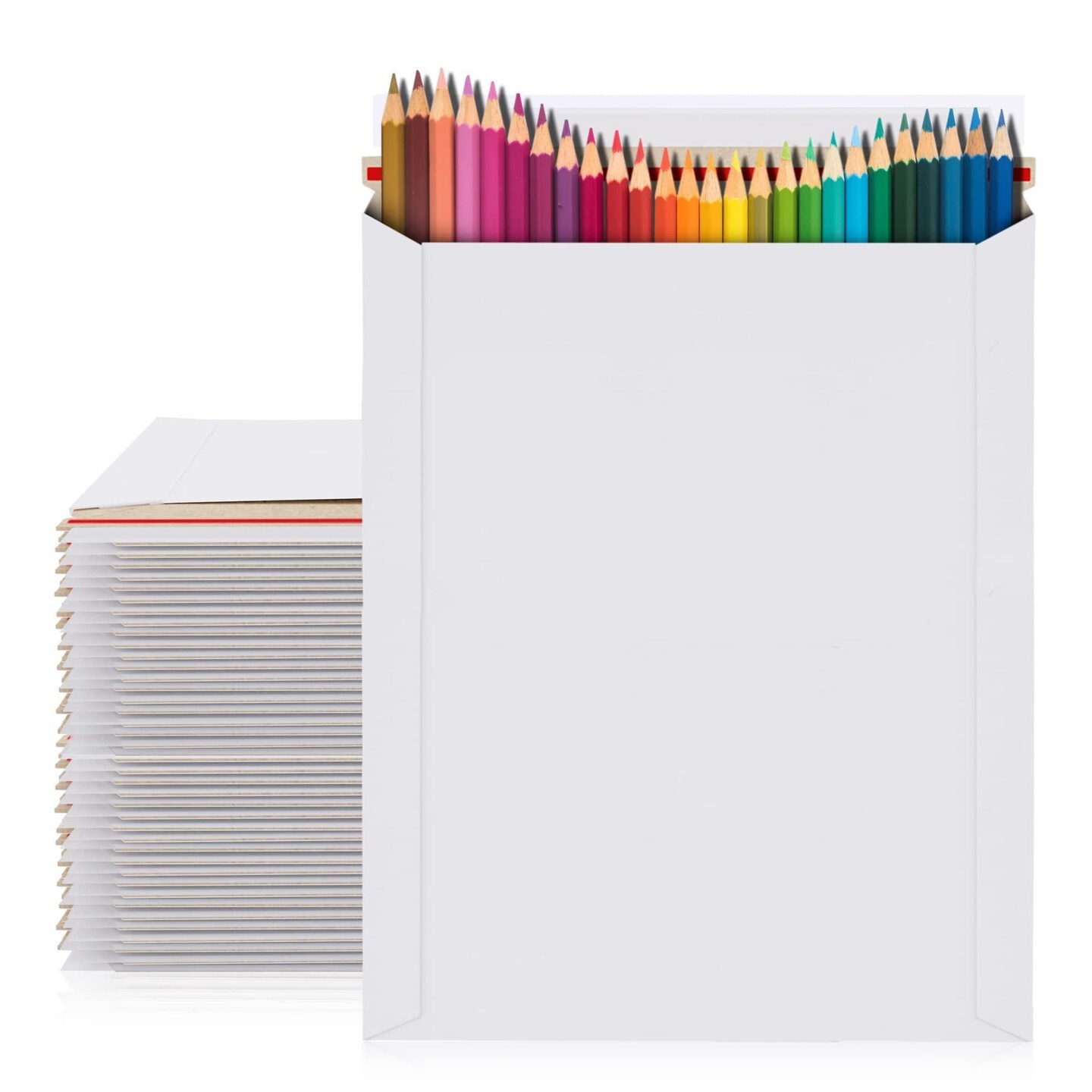 AMZ Rigid Mailers 12.75 x 15 Paperboard Mailers 12 3/4 x 15. Pack of 25 White Photo Mailers. Stay Flat Mailers. No bend Self Sealing. Document Chipboard Envelopes. Mailing Shipping