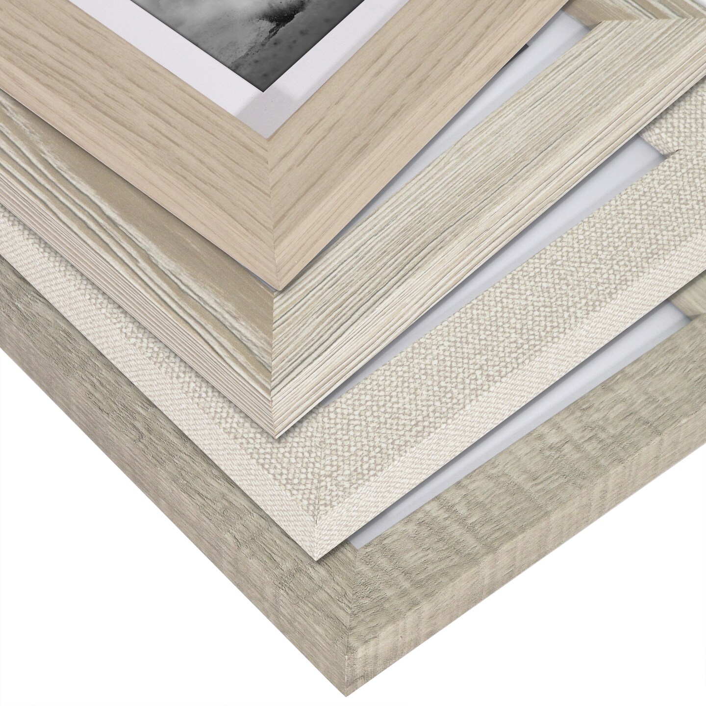 Americanflat Photo Frame Set with Mat - Set of 4 - Farmhouse Decor Picture Frames - Shatter Resistant Glass - Hanging Hardware - Includes Easel