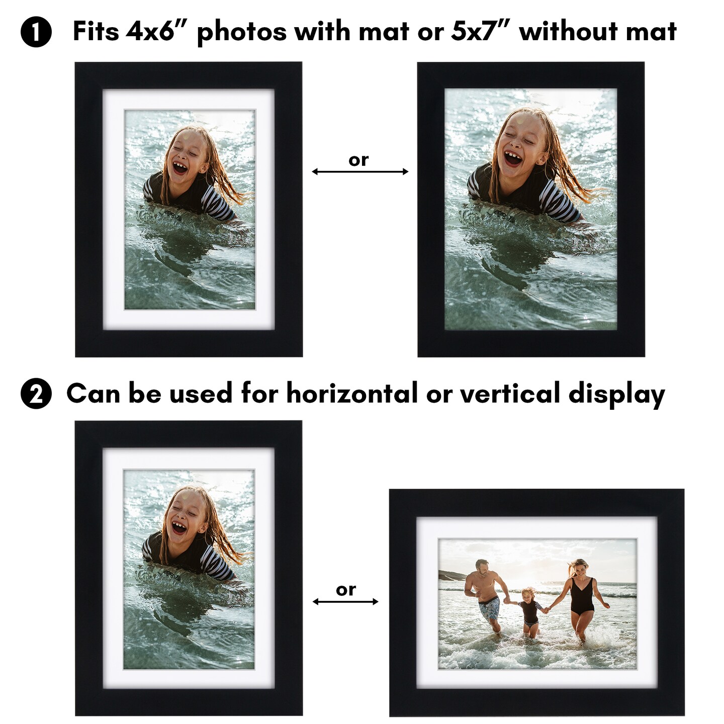 Americanflat Gallery-Style Picture Frame with Mat - Showcase Artwork, Prints, and Photos - Shatter Resistant Glass - Hanging Hardware with Drywall Anchor