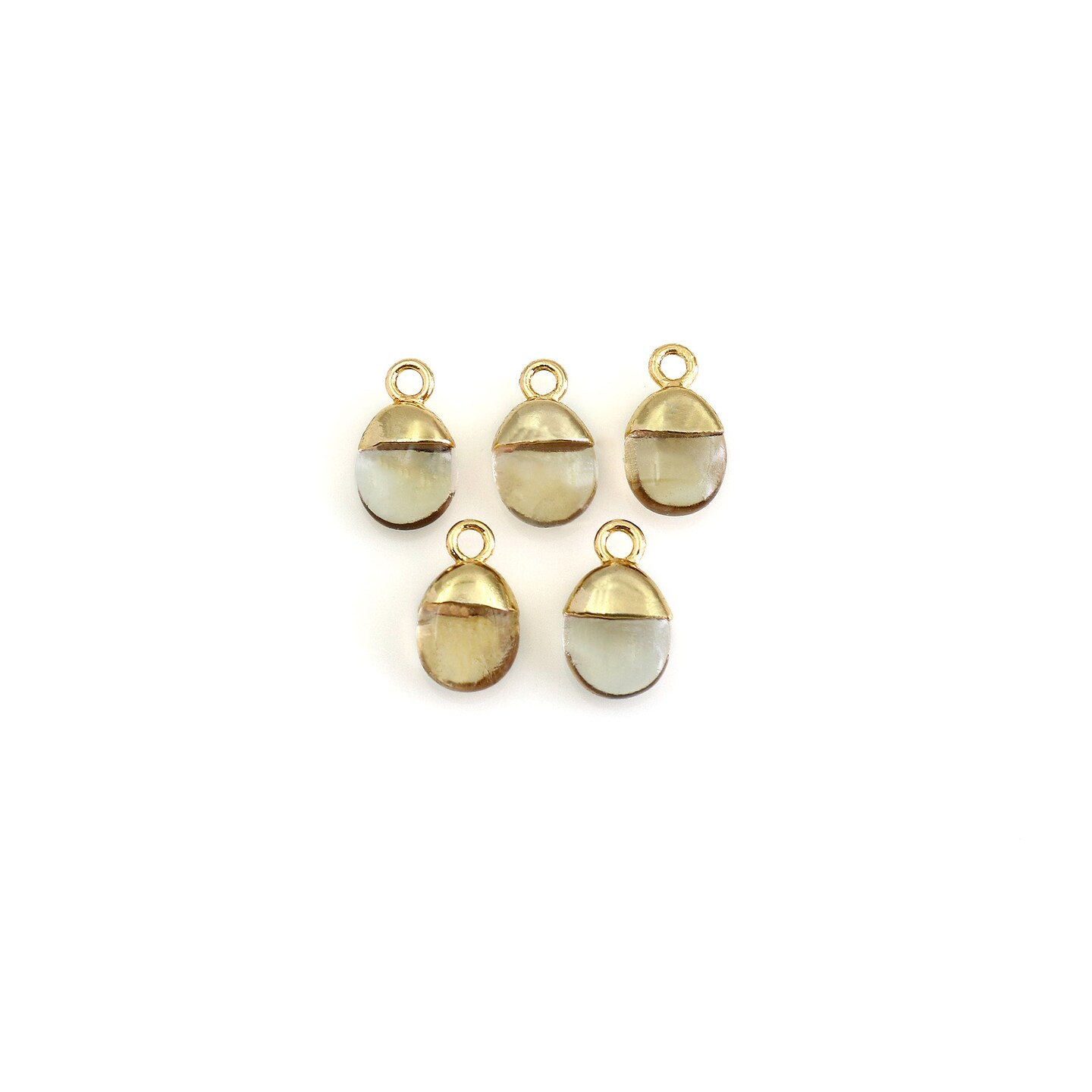 Frosted Tumbled Charm, Natural Gemstone Drop Pendant, Gem Connector, Single Bail Gold Plated, 14x8mm, GemMartUSA (50786)