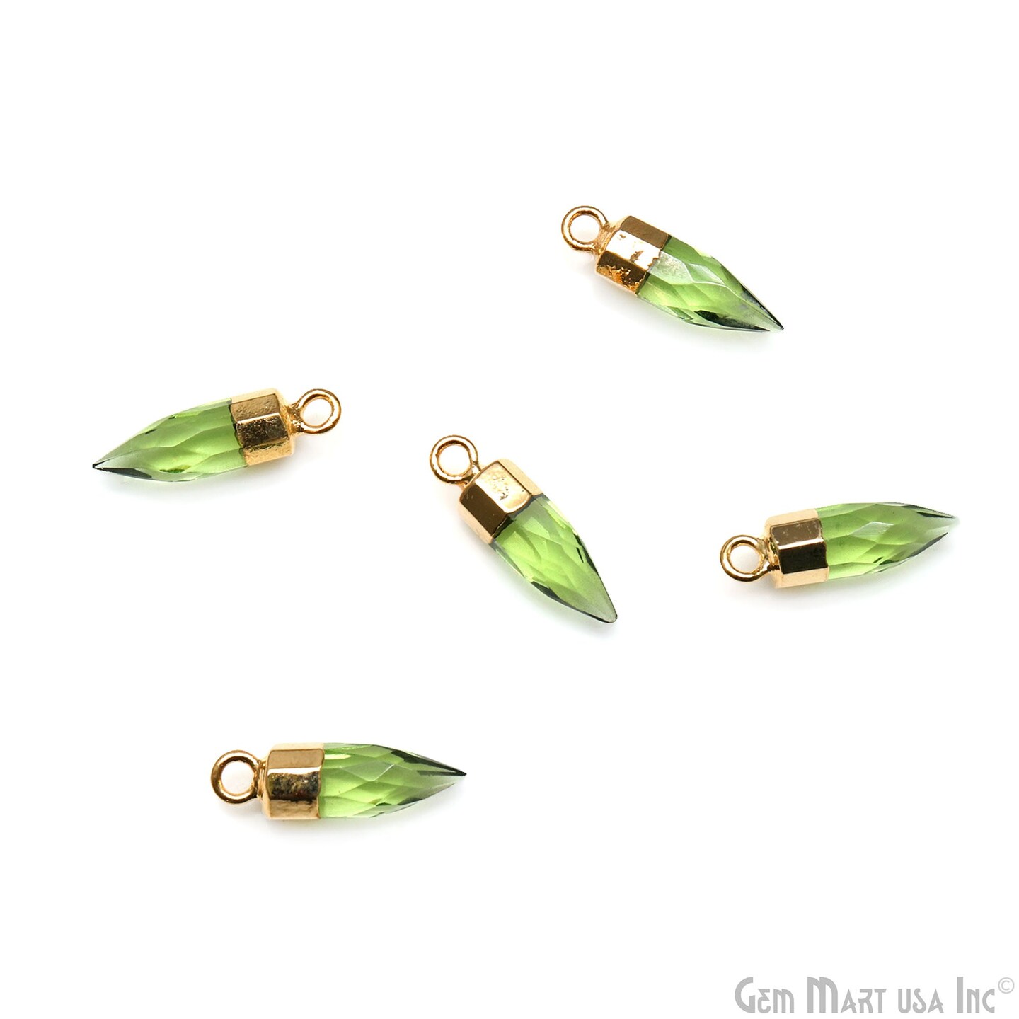 Bullet Shape Gemstone Connector, 17x5mm Bullet Spike Point, Gemstone Charm, Gold Electroplated Necklace Pendant, GemMartUSA (50102)