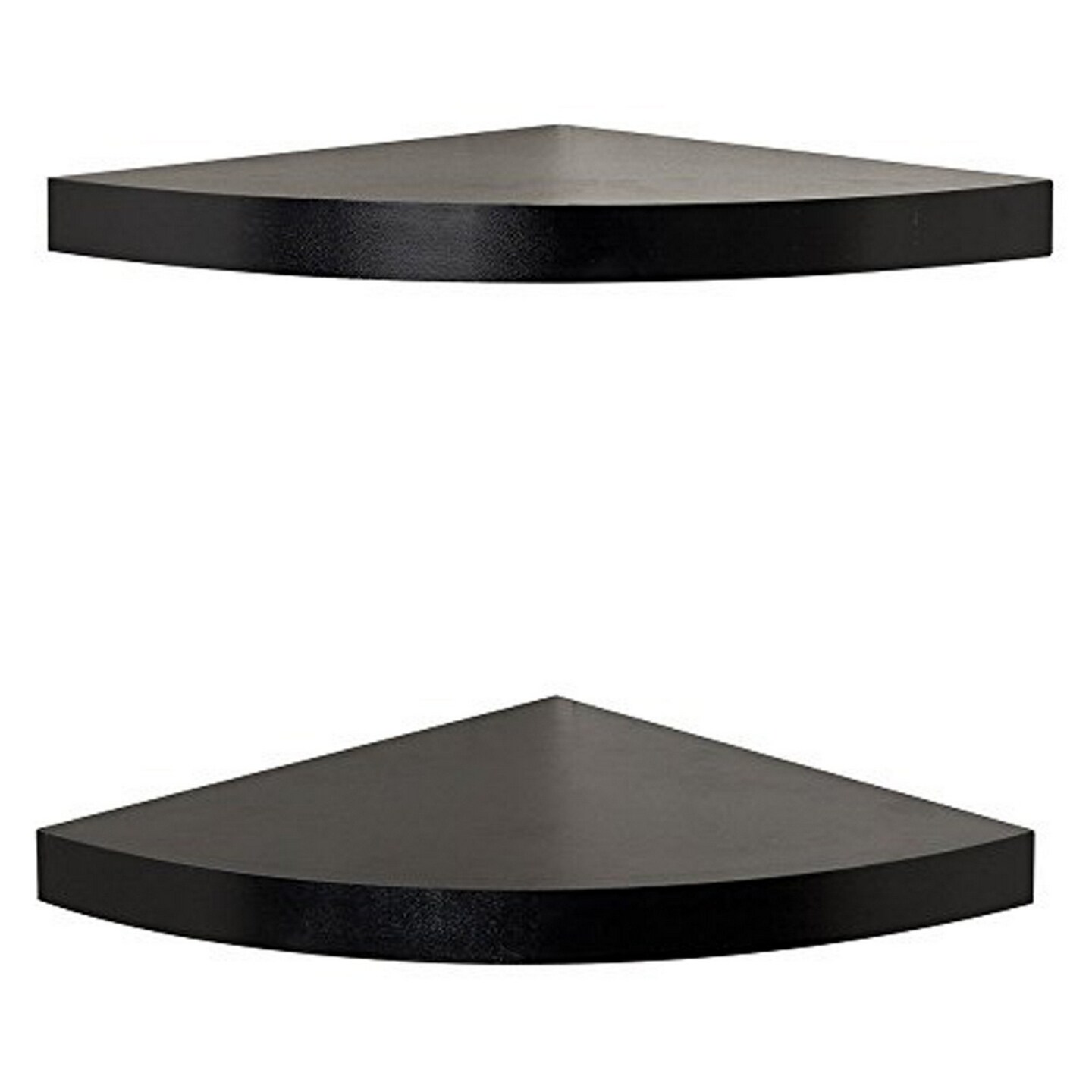 Saltoro Sherpi 11.5 Inch Wooden Corner Floating Wall Shelf, Set of 2, Black-