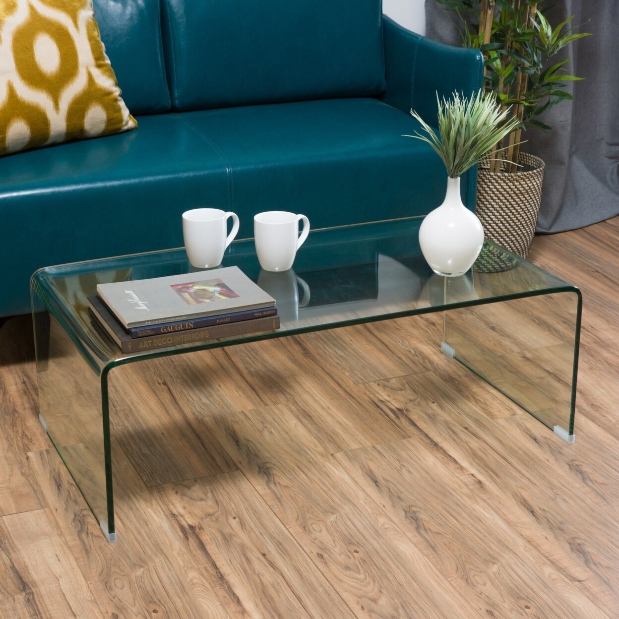 GDFStudio Classon Glass Rectangle Coffee Table