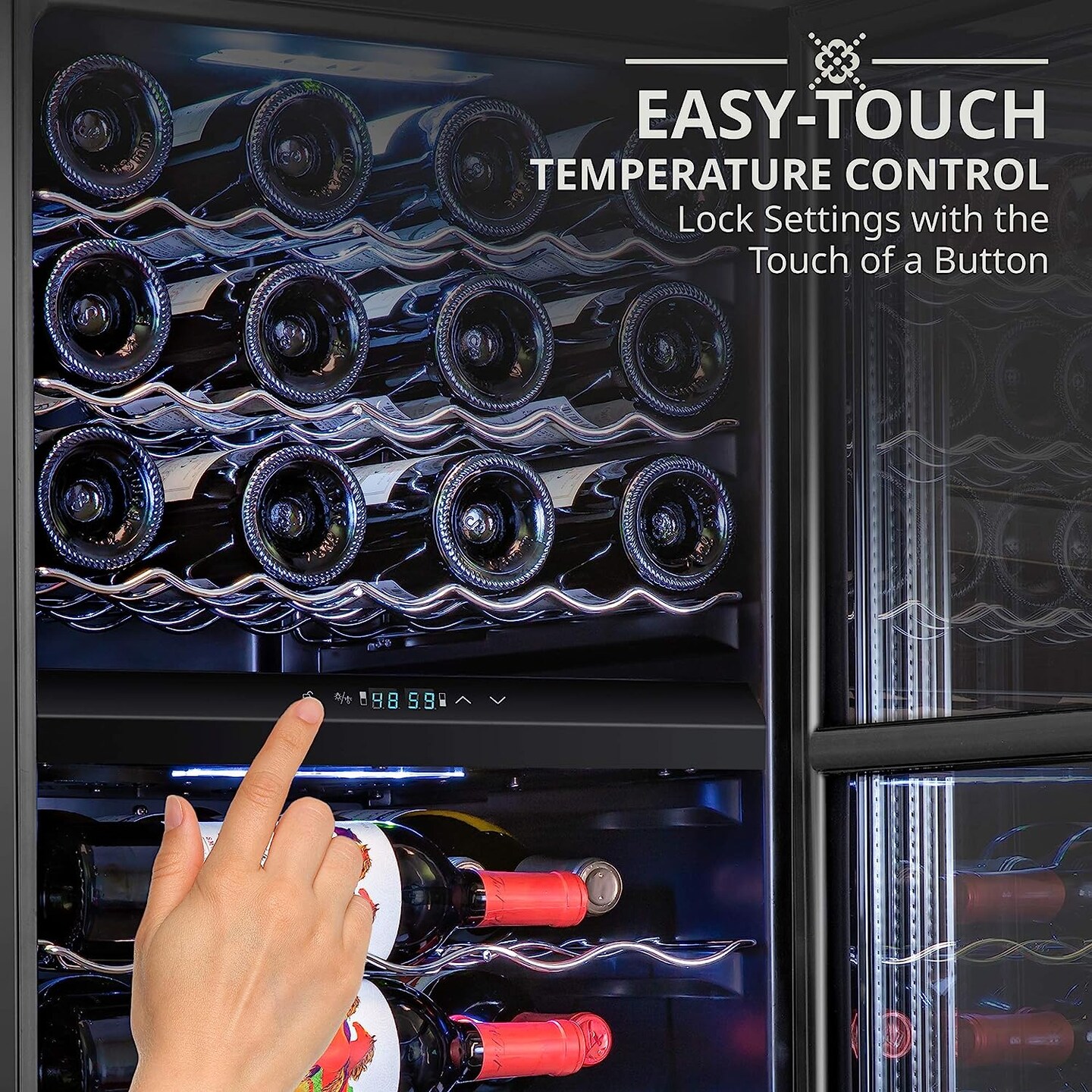 Ivation 43-Bottle Wine Cooler, Dual Zone Compact Freestanding Wine Fridge with Lock