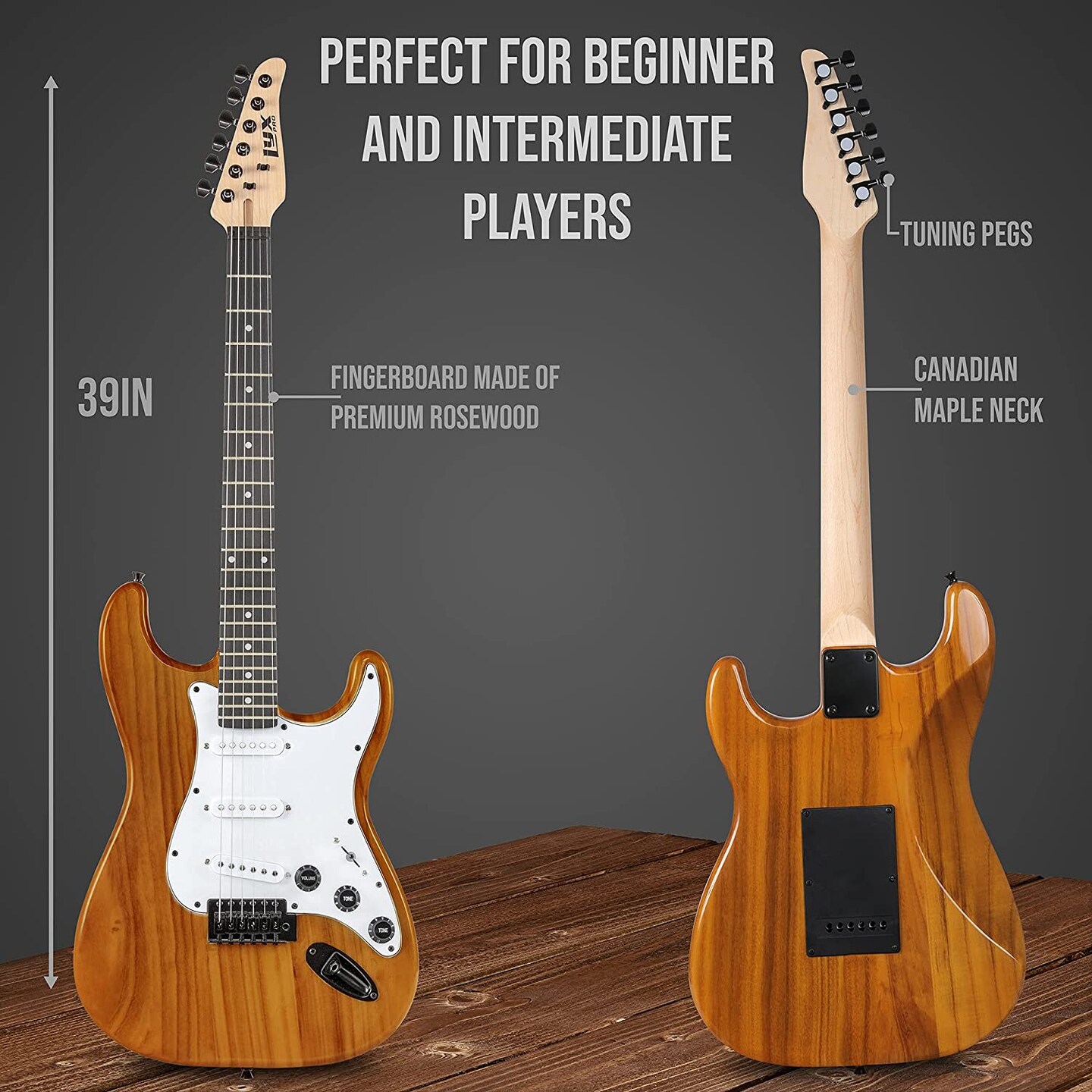 LyxPro 39&#x22; Stratocaster Electric Guitar Beginner Kit
