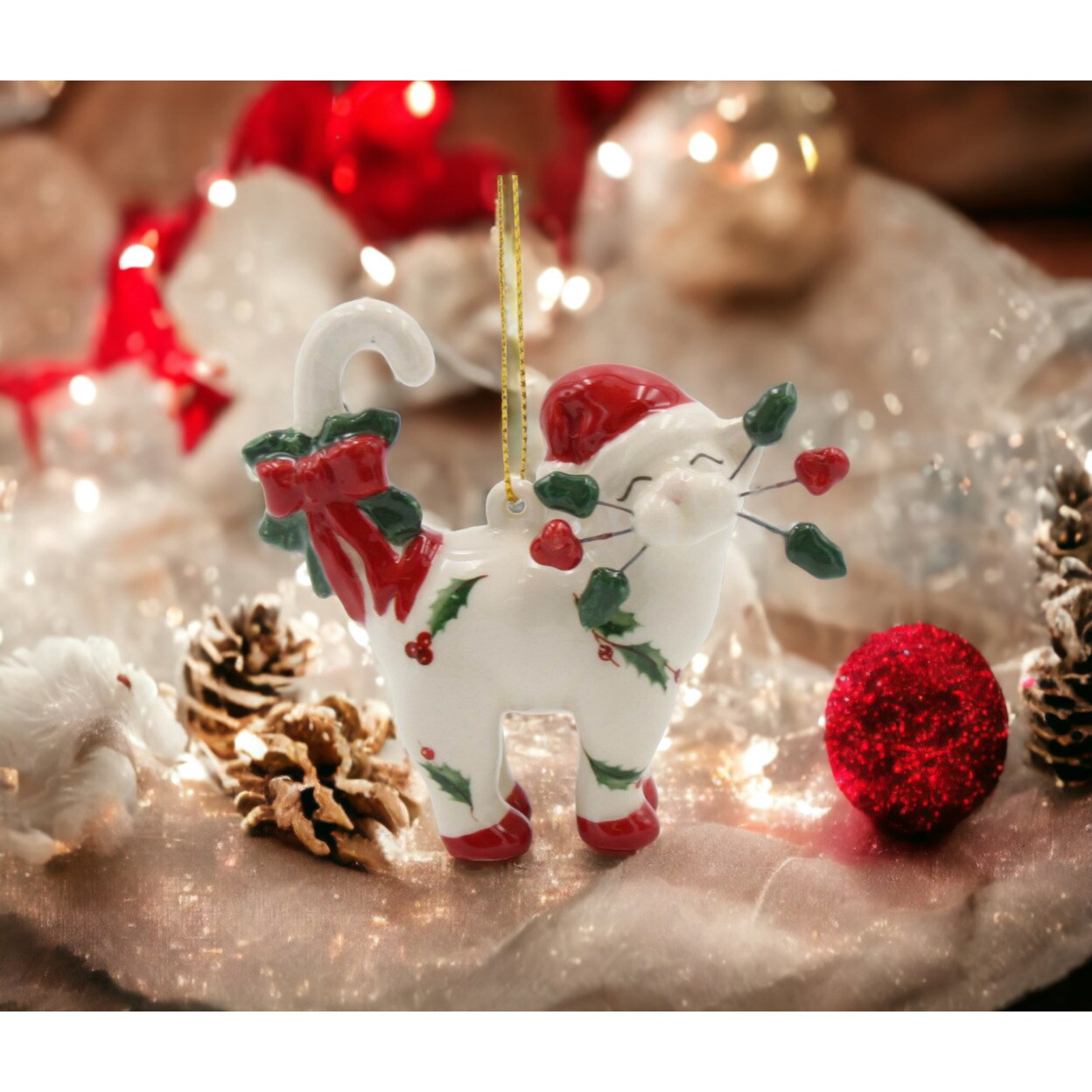 Whisker Cat - Candy Cane Ornament Gift Idea or Home Decoration for Any Cat Lover