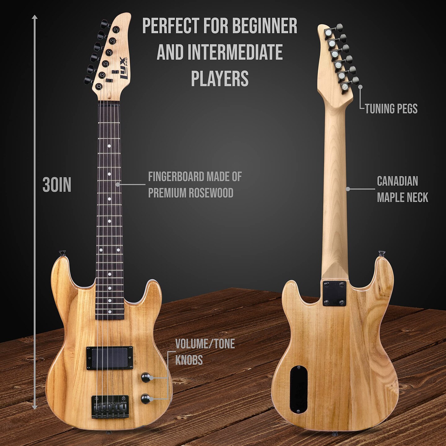 LyxPro 30&#x22; Stratocaster Electric Guitar Beginner Kit - Blue