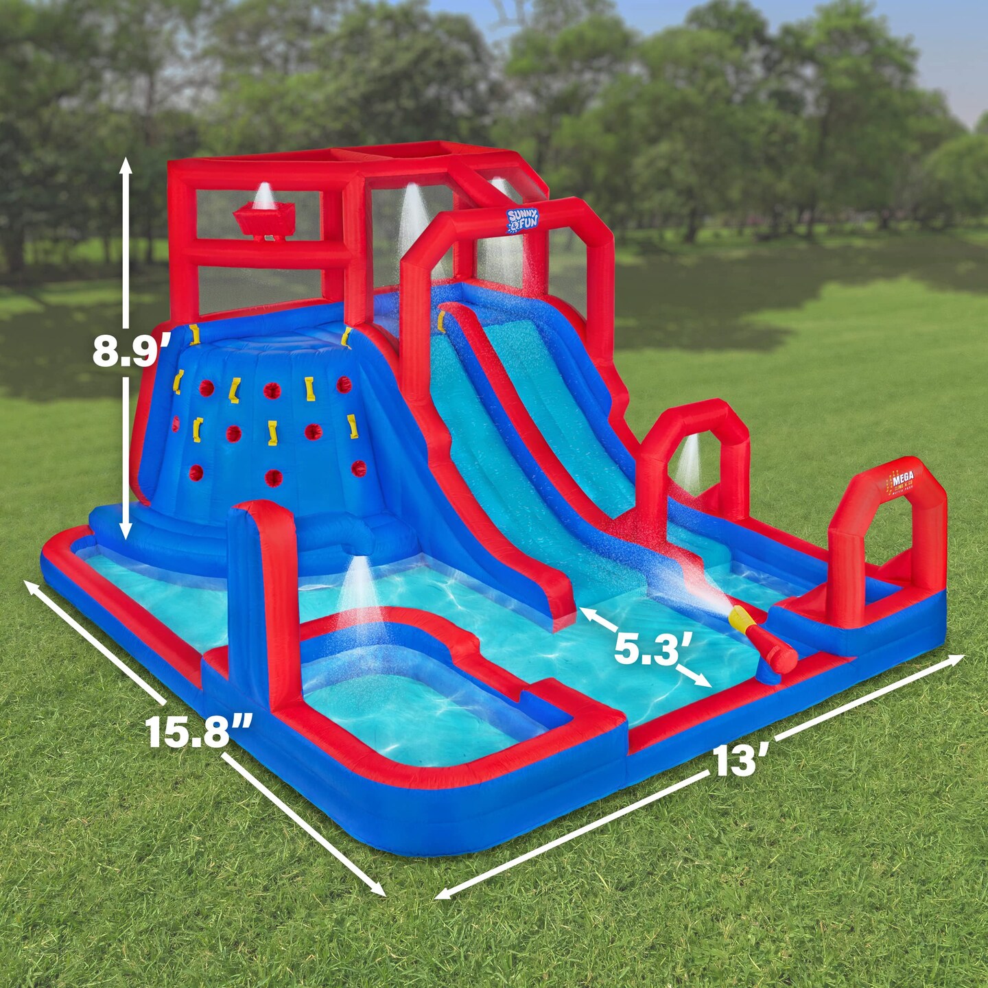 Sunny &#x26; Fun Mega Inflatable Kids Backyard Water Slide Park