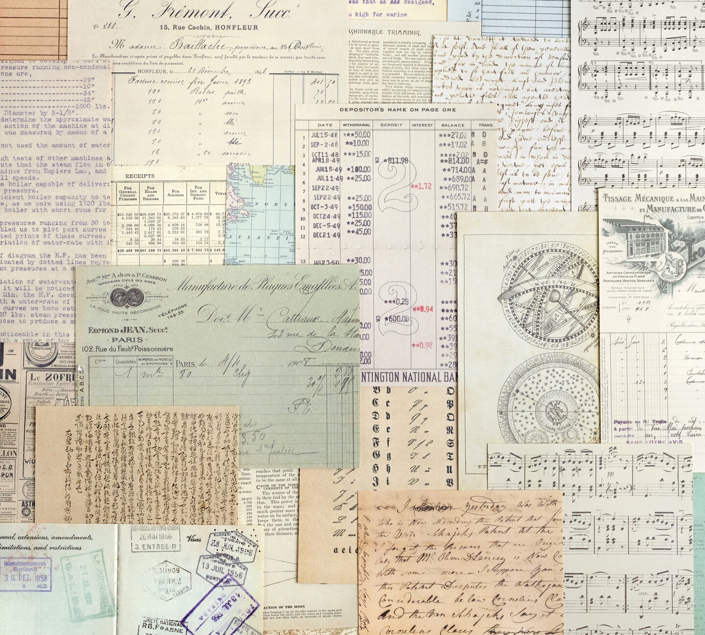 Paper Material Packs - 120 Pages of Vintage Style Reproduction Prints for Journaling