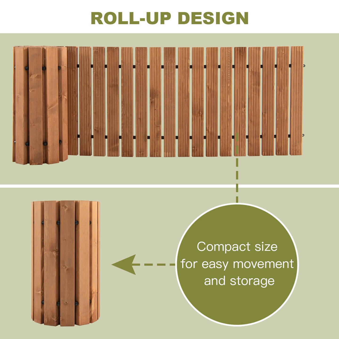 Light Brown Fir Wood Garden Pathway Roll-Up Walkway with Anti-Slip Surface for Outdoor Use