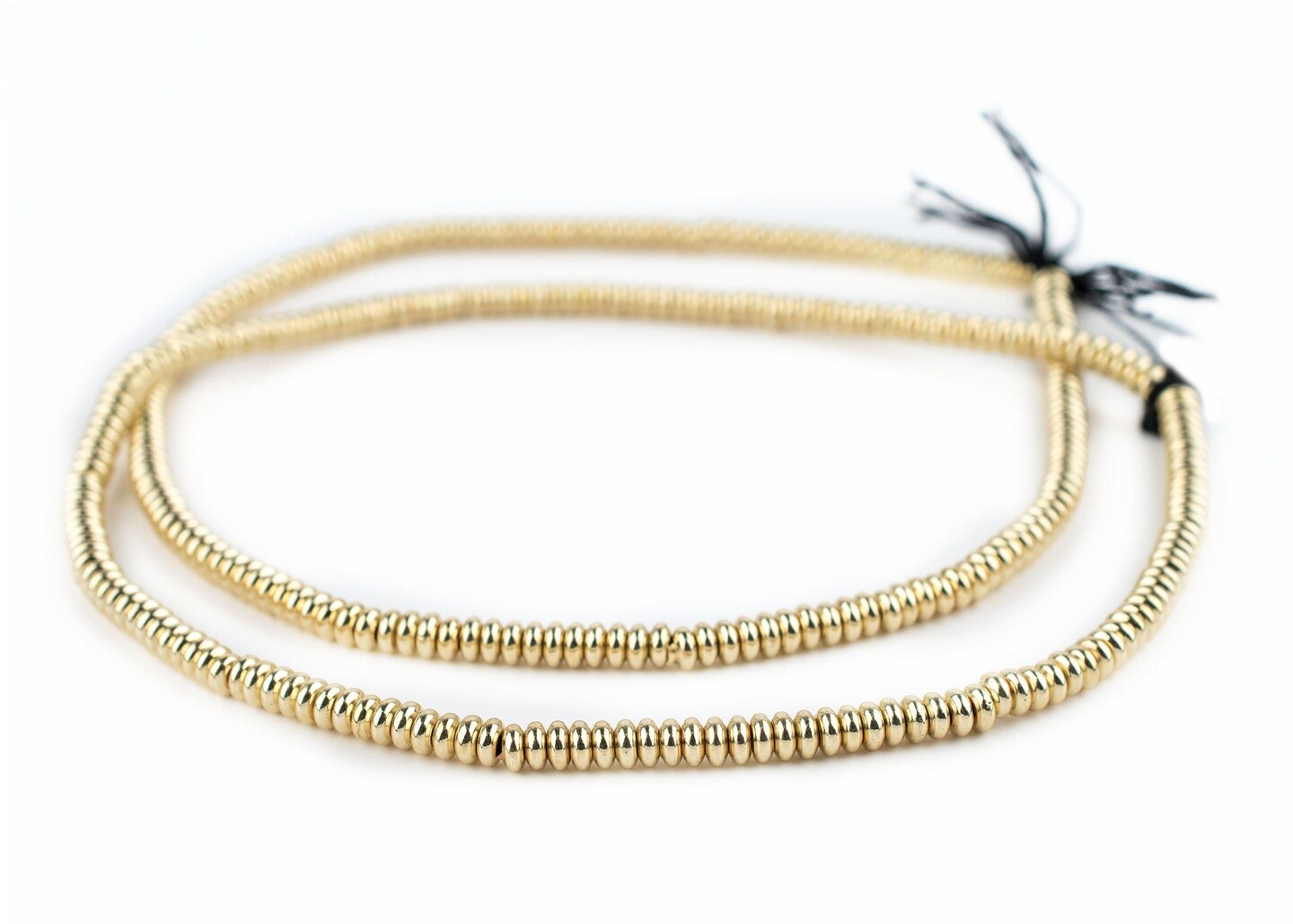 TheBeadChest Smooth Gold Rondelle Beads 5mm Round Brass Large Hole 16 Inch Strand