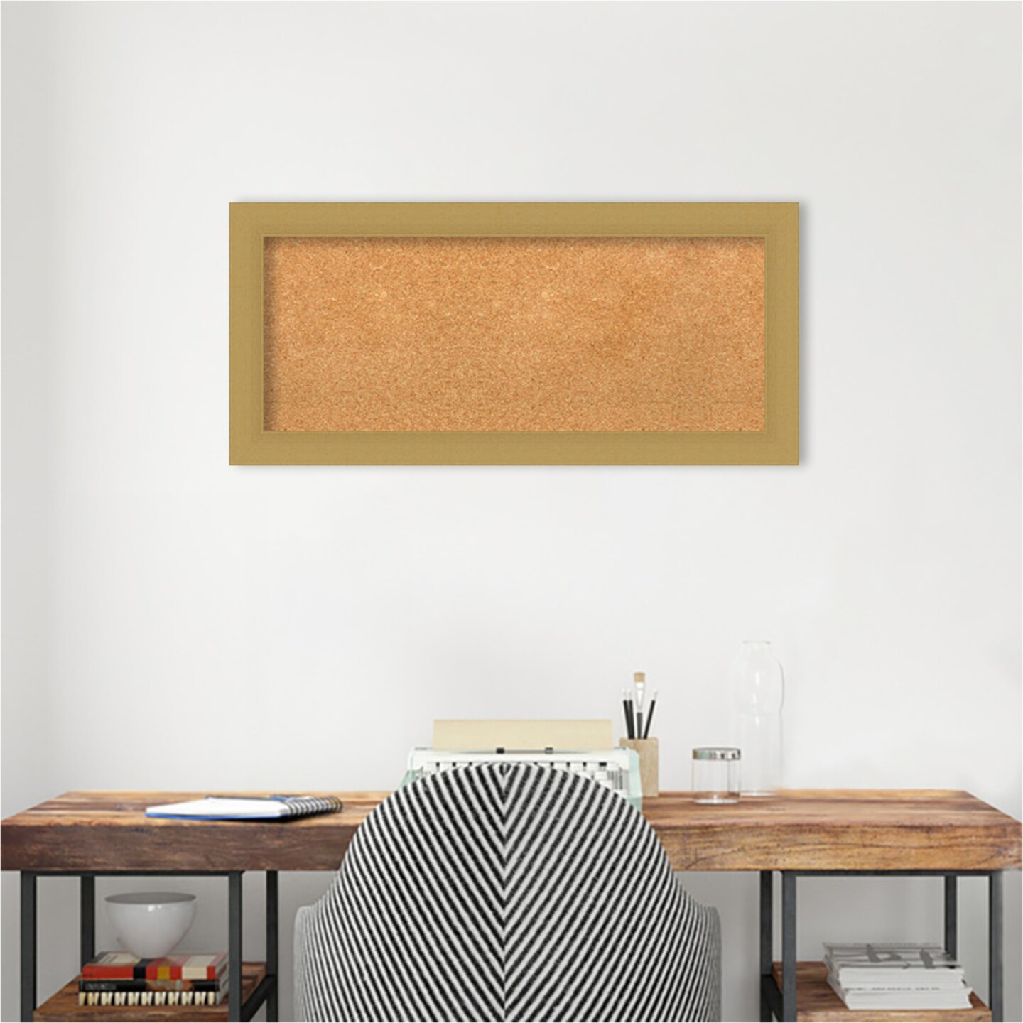 Grace Brushed Gold Framed Corkboard, Natural Cork