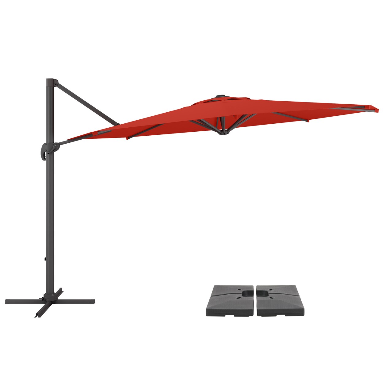 corliving corliving sandy brown offset patio umbrella with base Deluxe CorLiving 10ft Large Sandy Brown