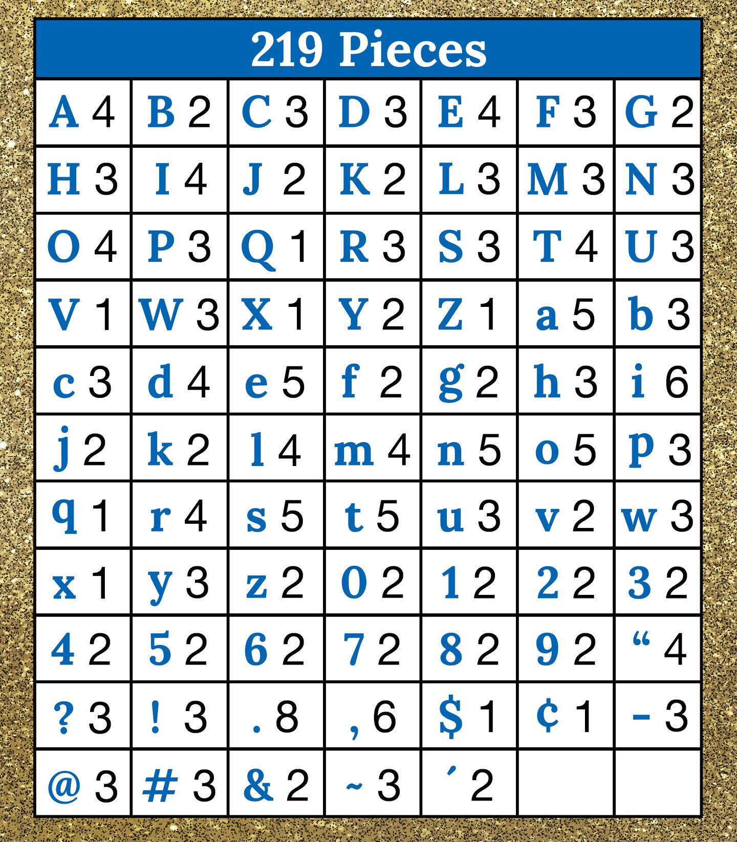 Carson Dellosa 219-Piece Gold Glitter Cutout Letters, 4&#x22; Upper and Lowercase Alphabet, Numbers, Punctuation, and Symbols for Bulletin Board, Posterboard, Party, and Classroom Decor