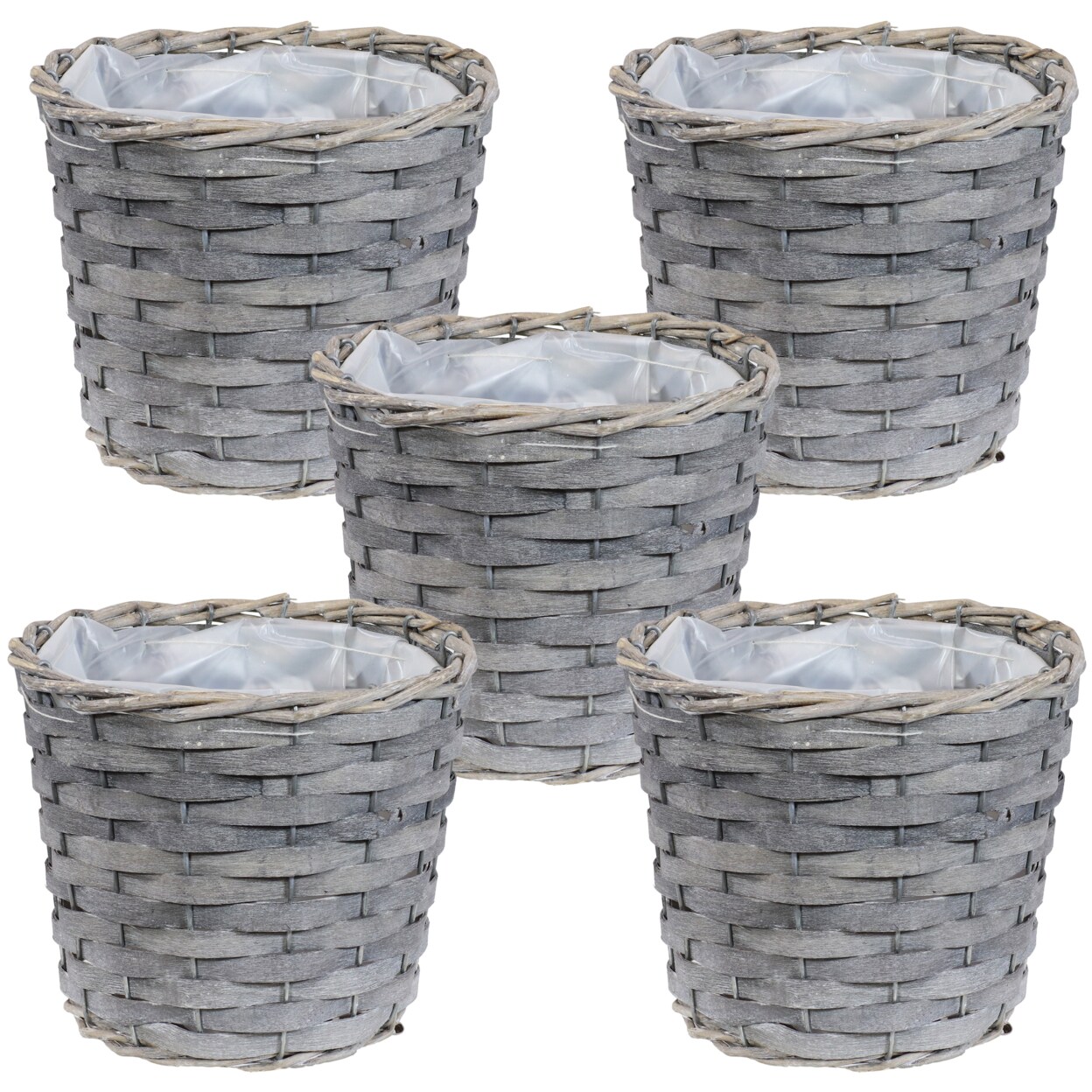 Sunnydaze 6.75 In Rattan Wicker Basket Planters With Lining - Set Of 5