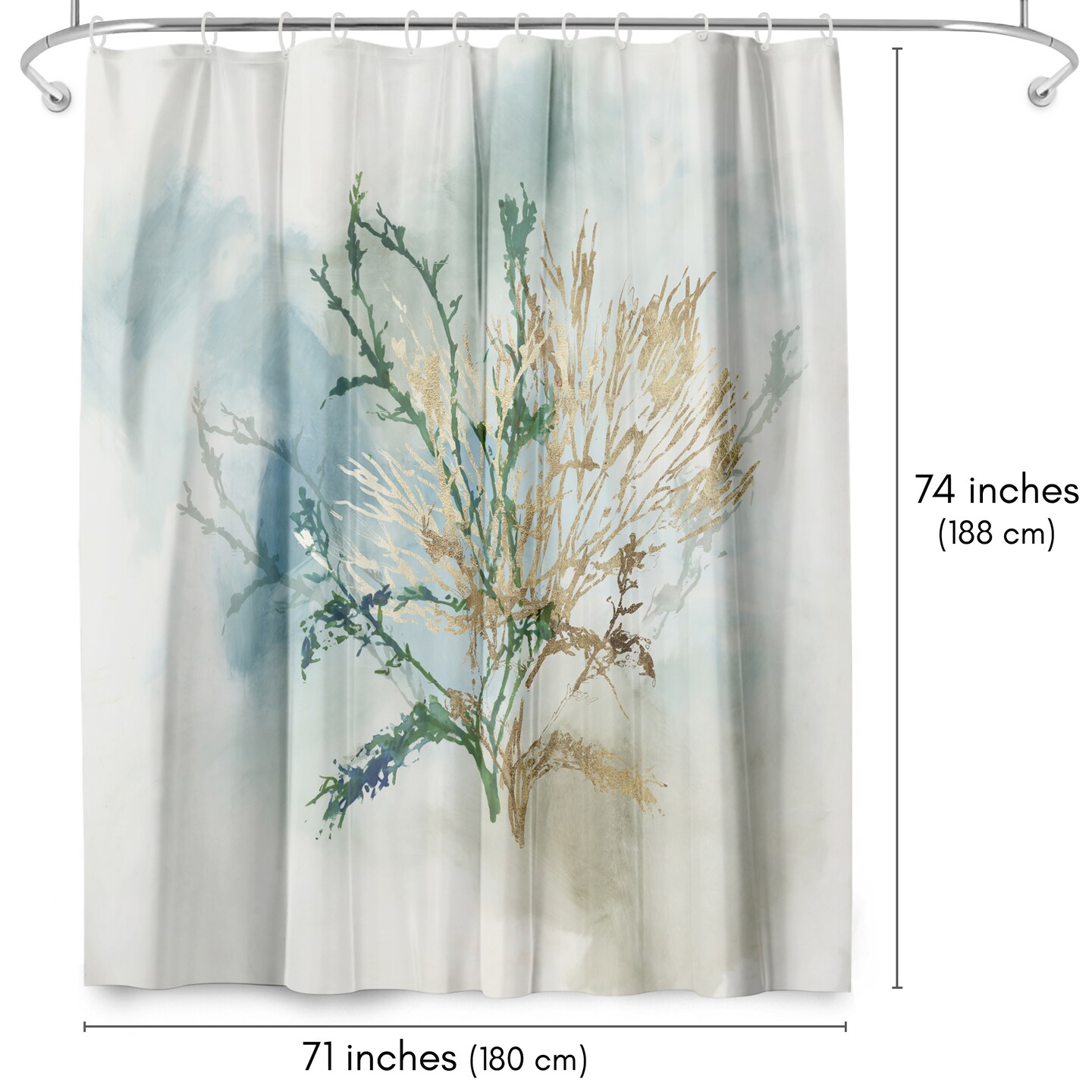 Americanflat 71&#x22; x 74&#x22; Shower Curtain, Green Coral II by PI Creative Art