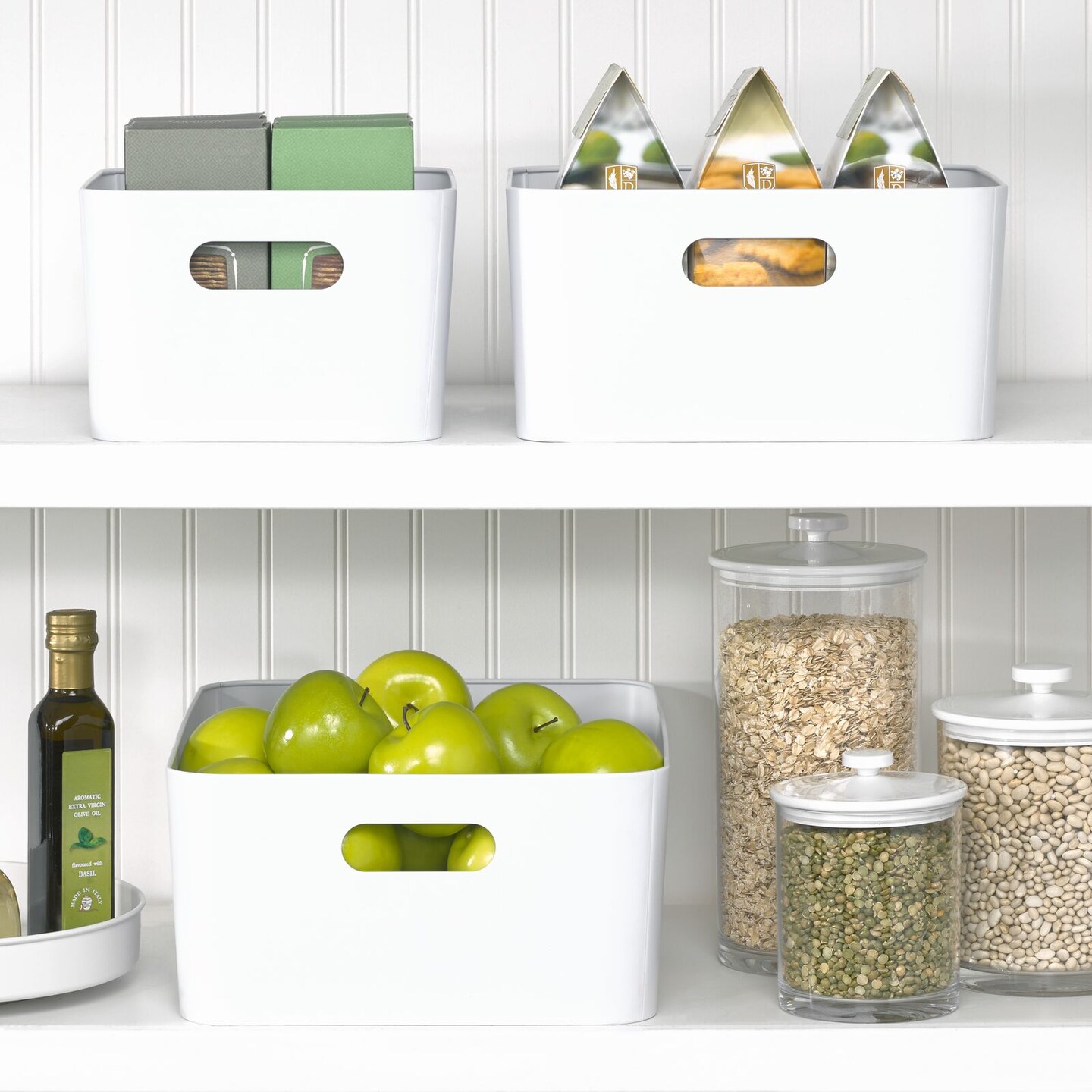 mDesign Medium Metal Kitchen Storage Container Bin Basket with Handles