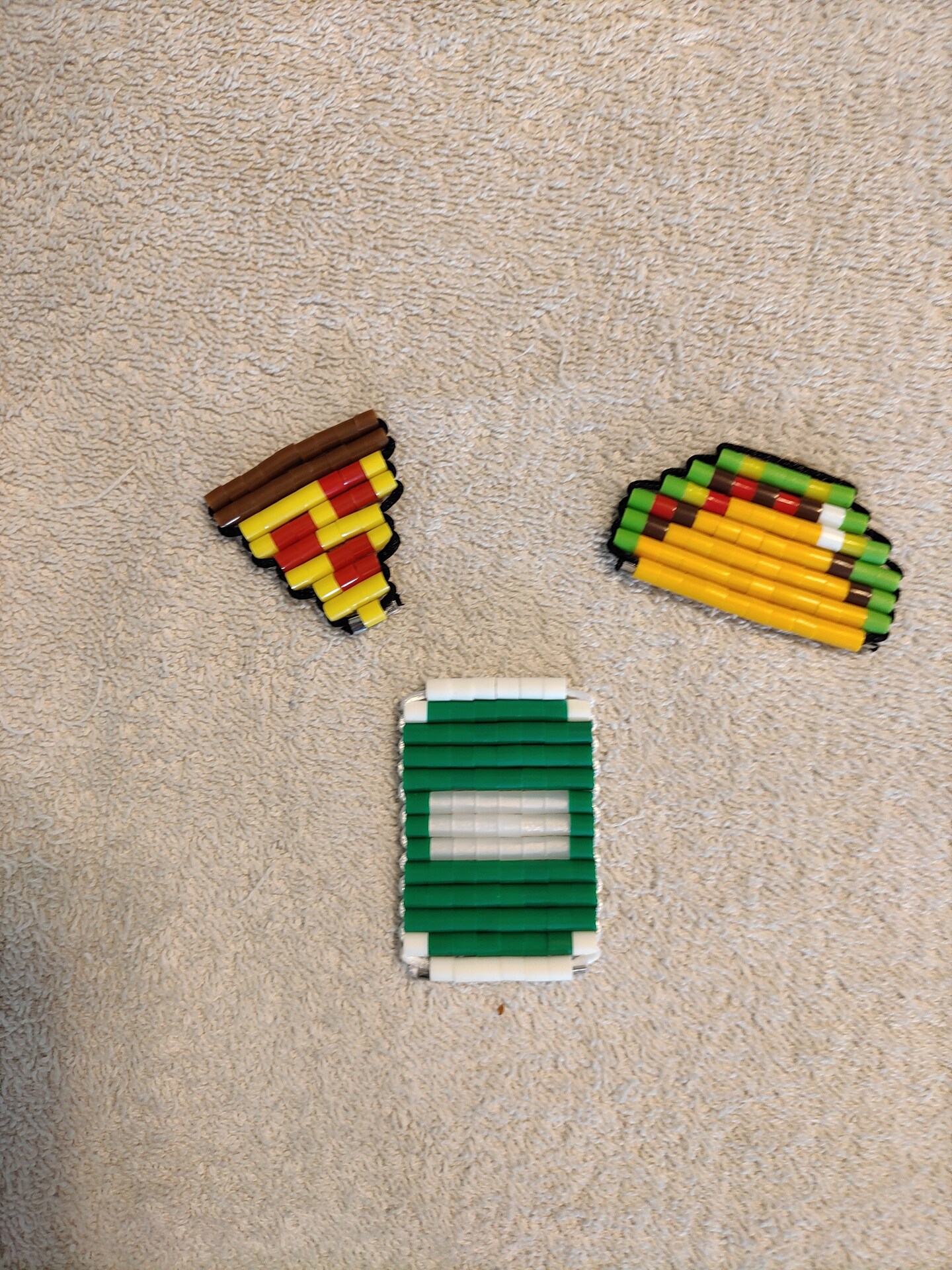 Copy-Pixel Art Pretend Play Food-Pizza, Taco and Soda-Perler Beads