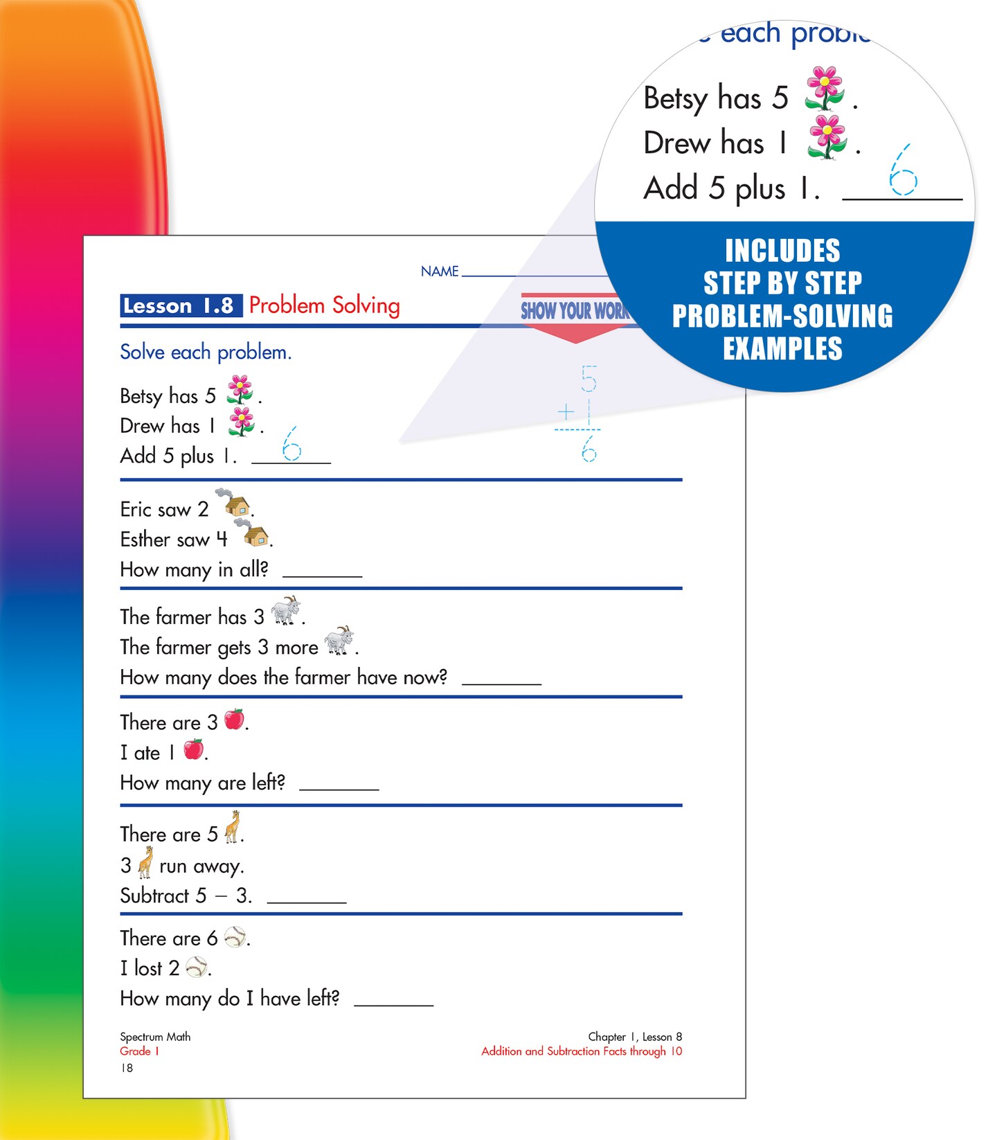 Spectrum 1st Grade Math Workbooks, Ages 6 to 7, Grade 1 Math Workbook, Adding and Subtracting Through 100, Place Value, Fact Families, 2-D and 3-D Shapes - 160 Pages