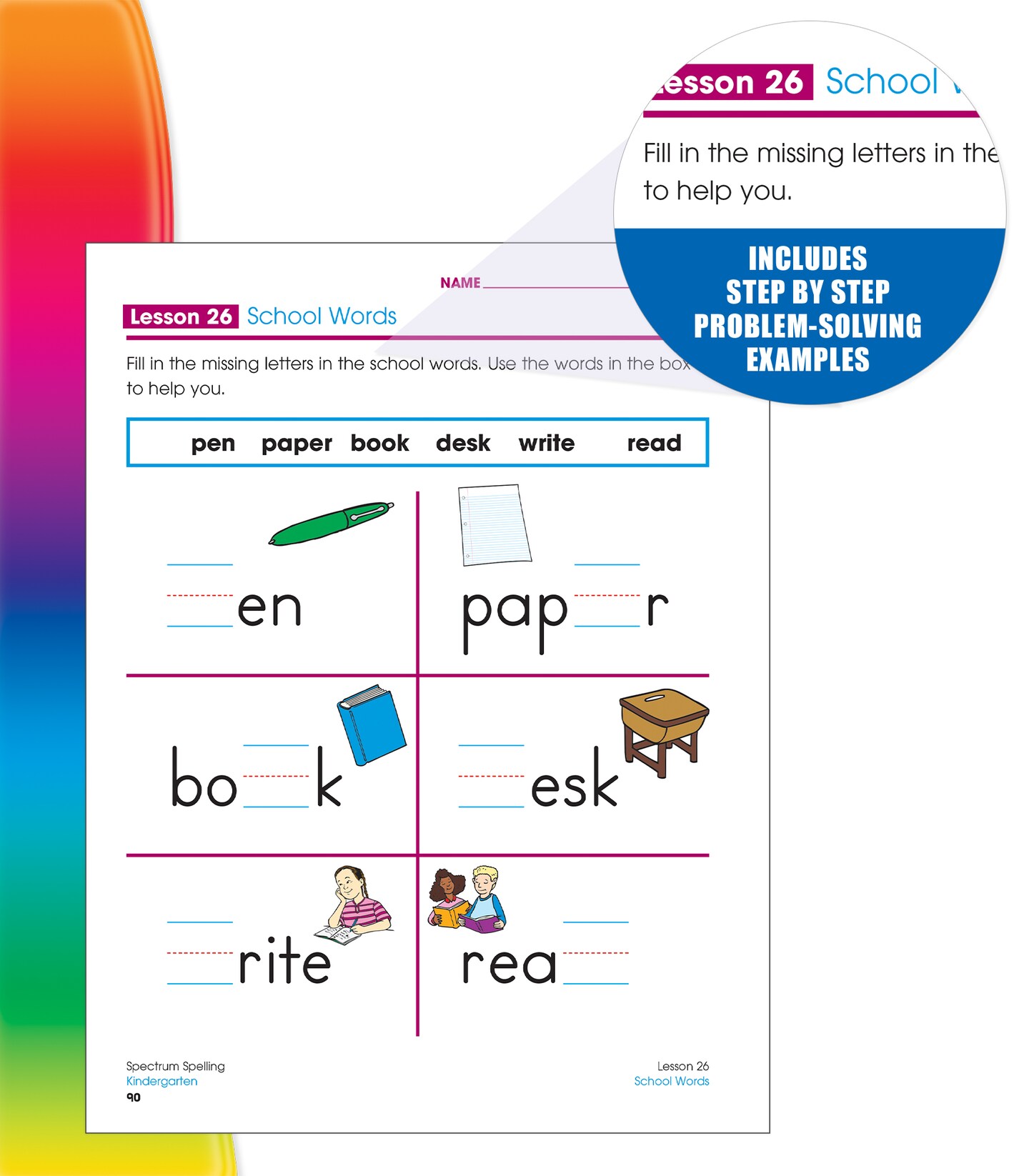 Spectrum Spelling Kindergarten Workbooks, Sight Words, Dictionary Skills, Vowels, Alphabet Letter Recognition, Vocabulary, Grammar, and More Phonics, Language Arts Classroom or Homeschool Curriculum