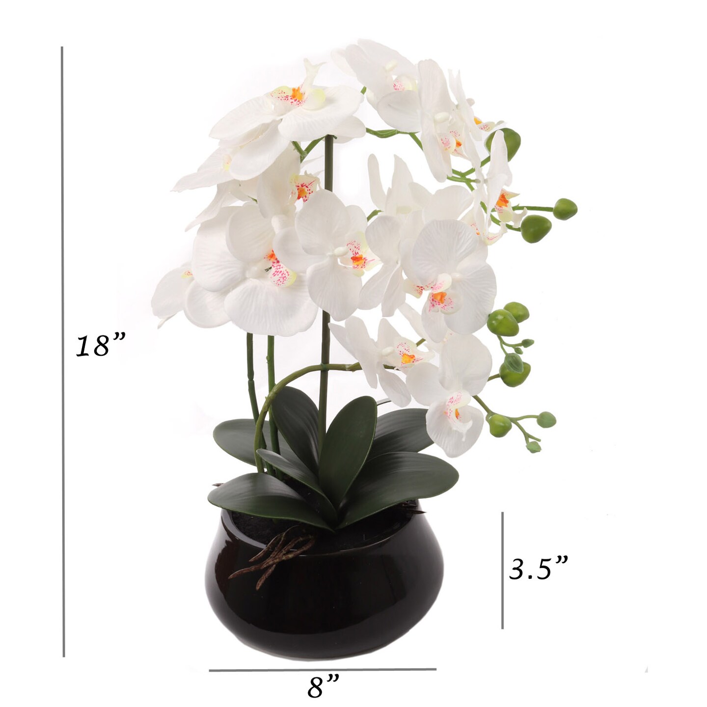 15-Inch Phalaenopsis Orchid - Elegant White Blooms, Home Decor, Perfect for Tabletops & Gifts - All-Season Elegance, Floral Home by Artificial Flowers