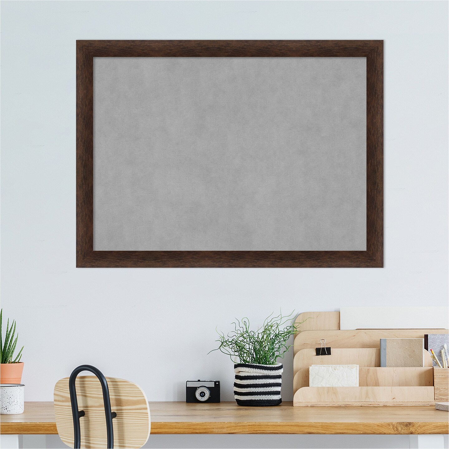 Warm Walnut Narrow Wood Framed Magnetic Board