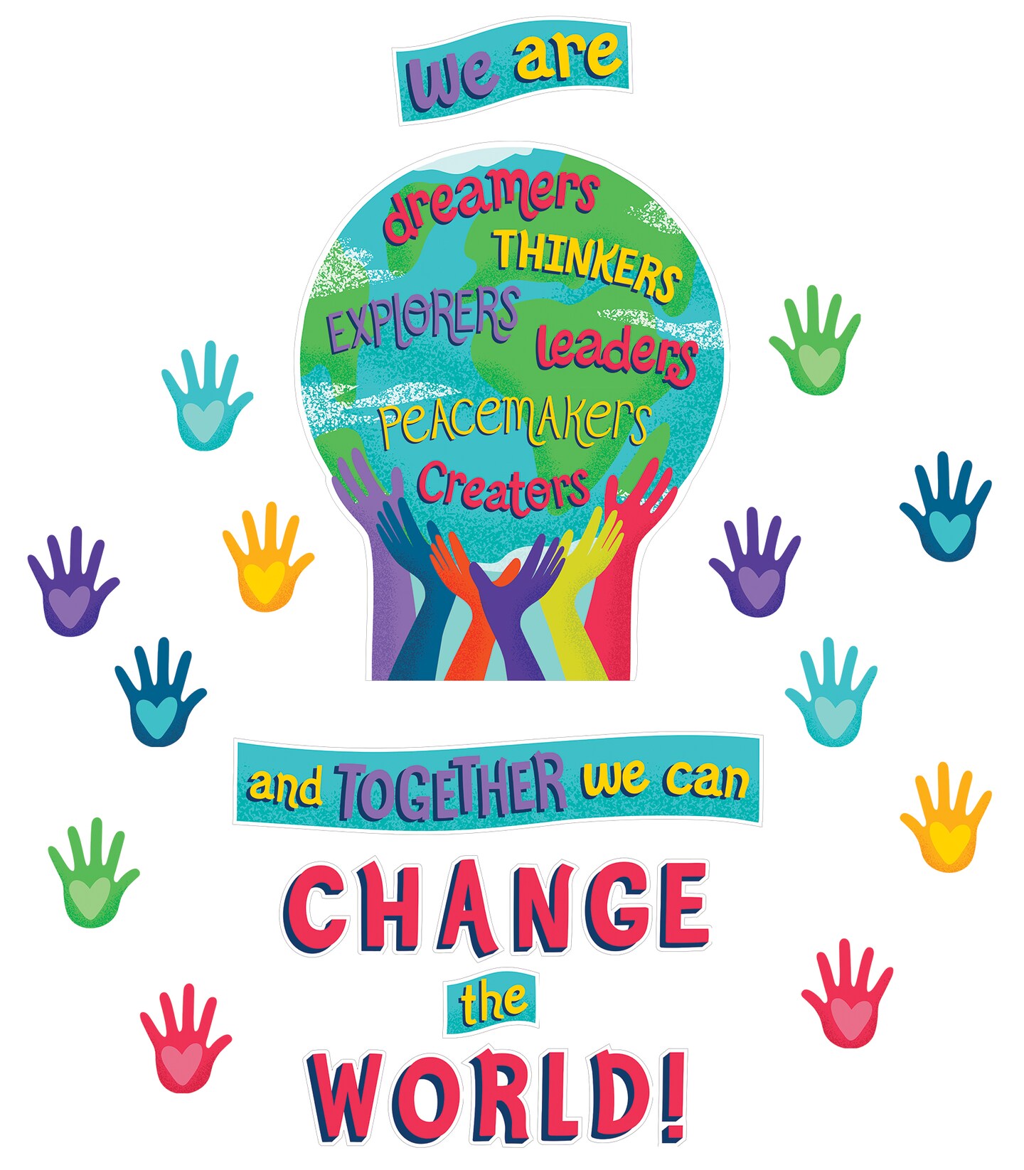 Carson Dellosa – One World Together We Can Change the World Bulletin Board Set, 47 Pieces, Classroom Décor