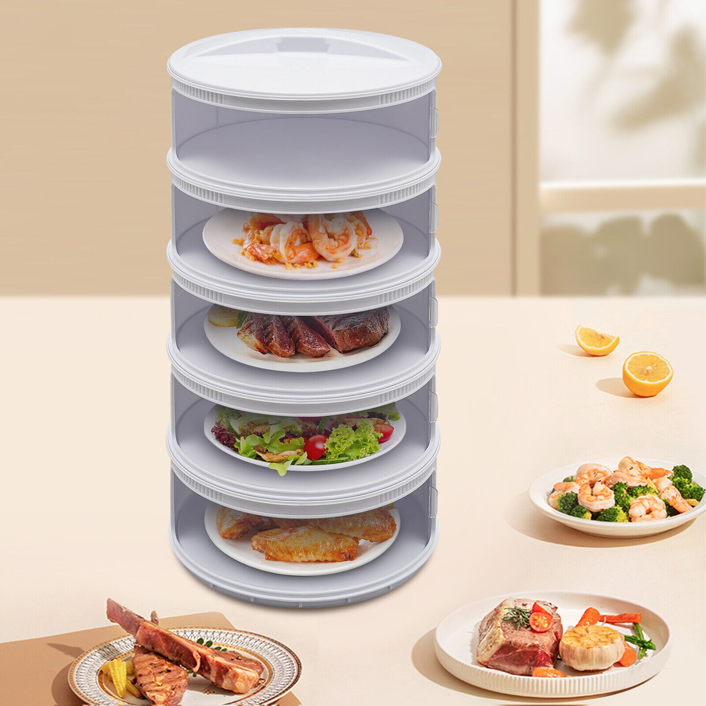 Kitcheniva 5 Layer Round Stackable Food Storage Box