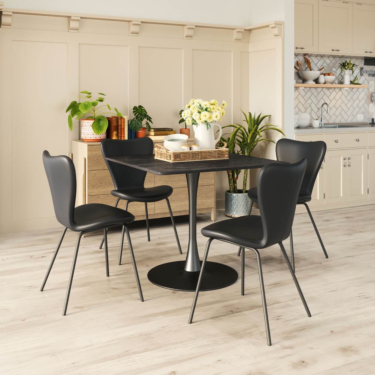 Torlo Dining Chair Set Of 2 Faux Leather Electroplated Steel Frame Modern