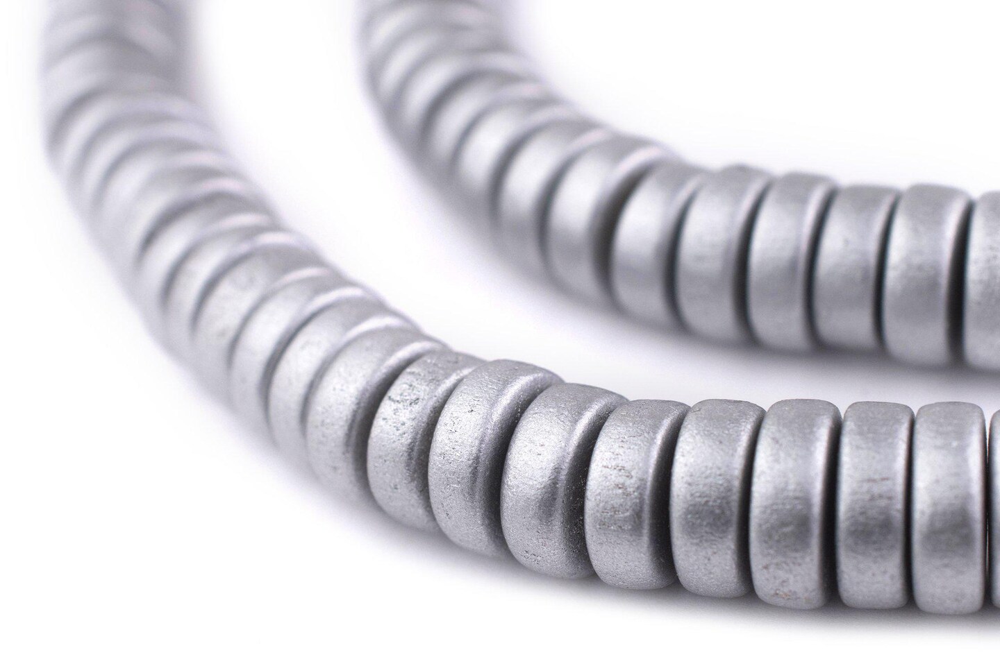 TheBeadChest Silver Disk Natural Wood Beads (5x12mm): Organic Eco-Friendly Wooden Bead Strand for DIY Jewelry, Crafts, Necklace and Bracelet Making