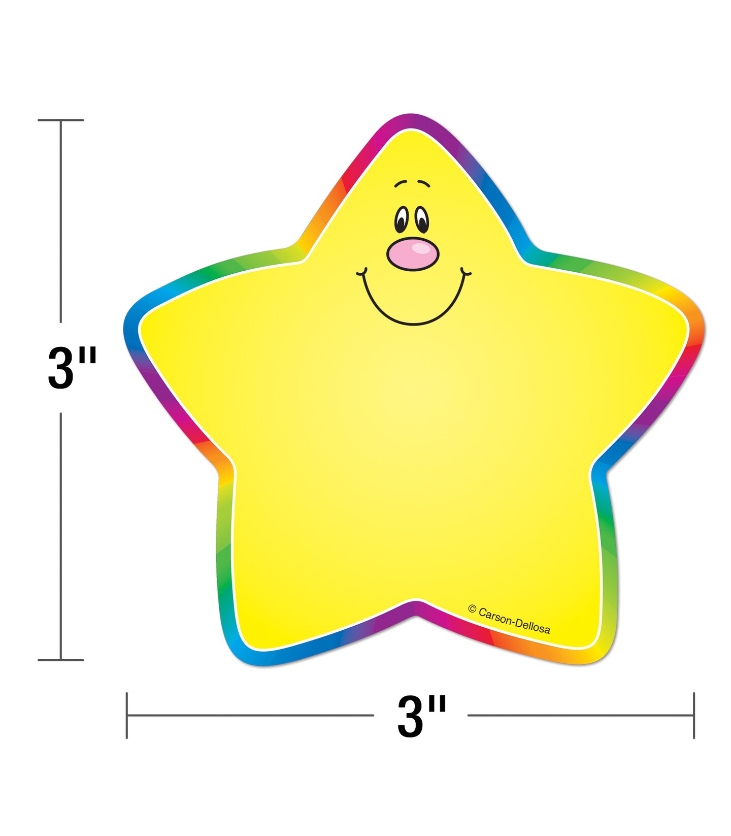Carson Dellosa 36-Piece Mini Stars Bulletin Board Cutouts, Star Cutouts for Bulletin Boards, Yellow with Rainbow Colored Border Star Bulletin Board Decorations and Classroom Décor
