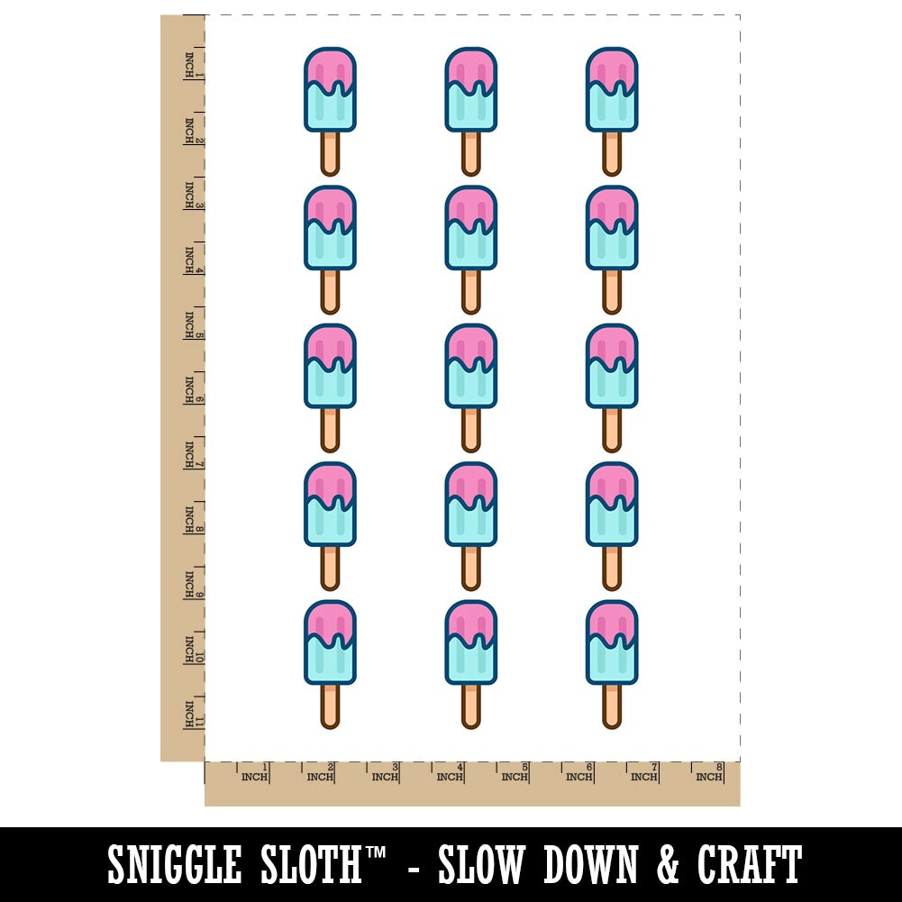 Popsicle Ice Cream on Stick Summer Temporary Tattoo Water Resistant Fake Body Art Set Collection (1 Sheet)