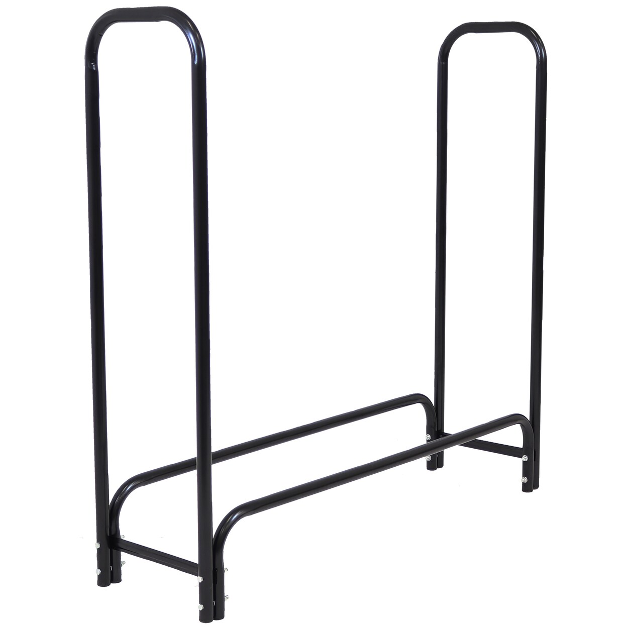 Sunnydaze   4 ft Steel Indoor/Outdoor Firewood Log Rack - Black