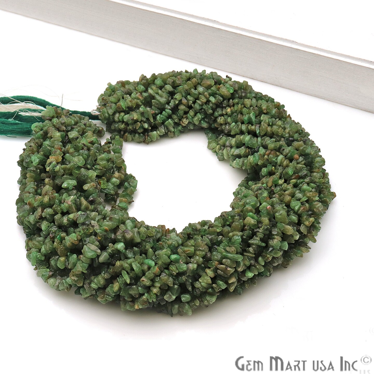 Tsavorite Chip Beads, 34 Inch, Natural Chip Strands, Drilled Strung Nugget Beads, 3-7mm, Polished, GemMartUSA (CHSV-70001)