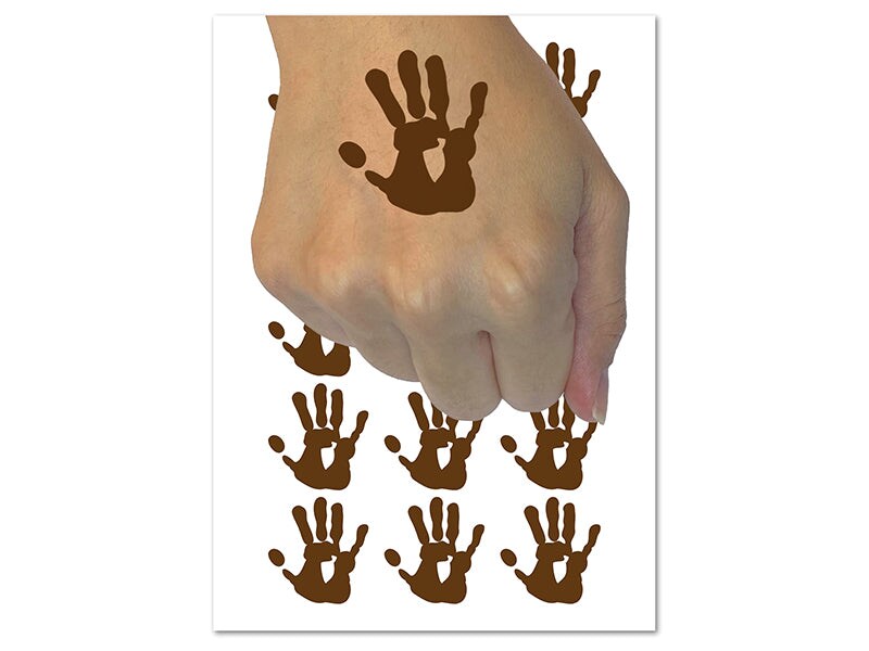 Hand Print Temporary Tattoo Water Resistant Fake Body Art Set Collection (1 Sheet)