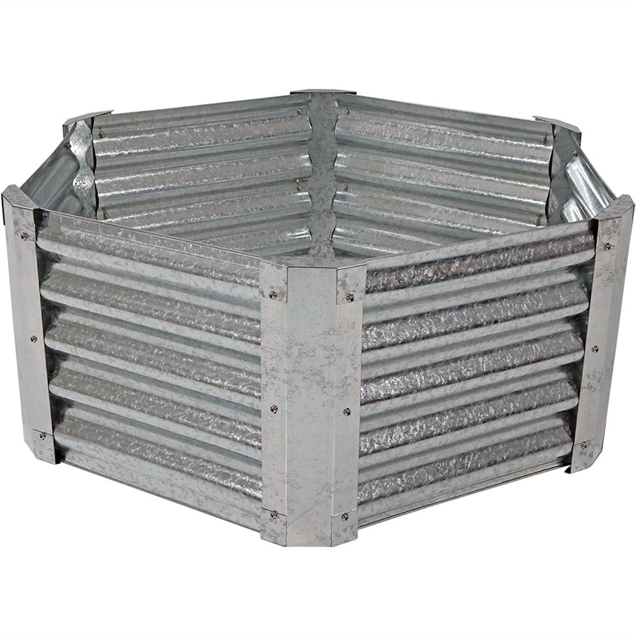 Sunnydaze Corrugated Steel Hexagon Raised Garden Bed - Gray - 40 In