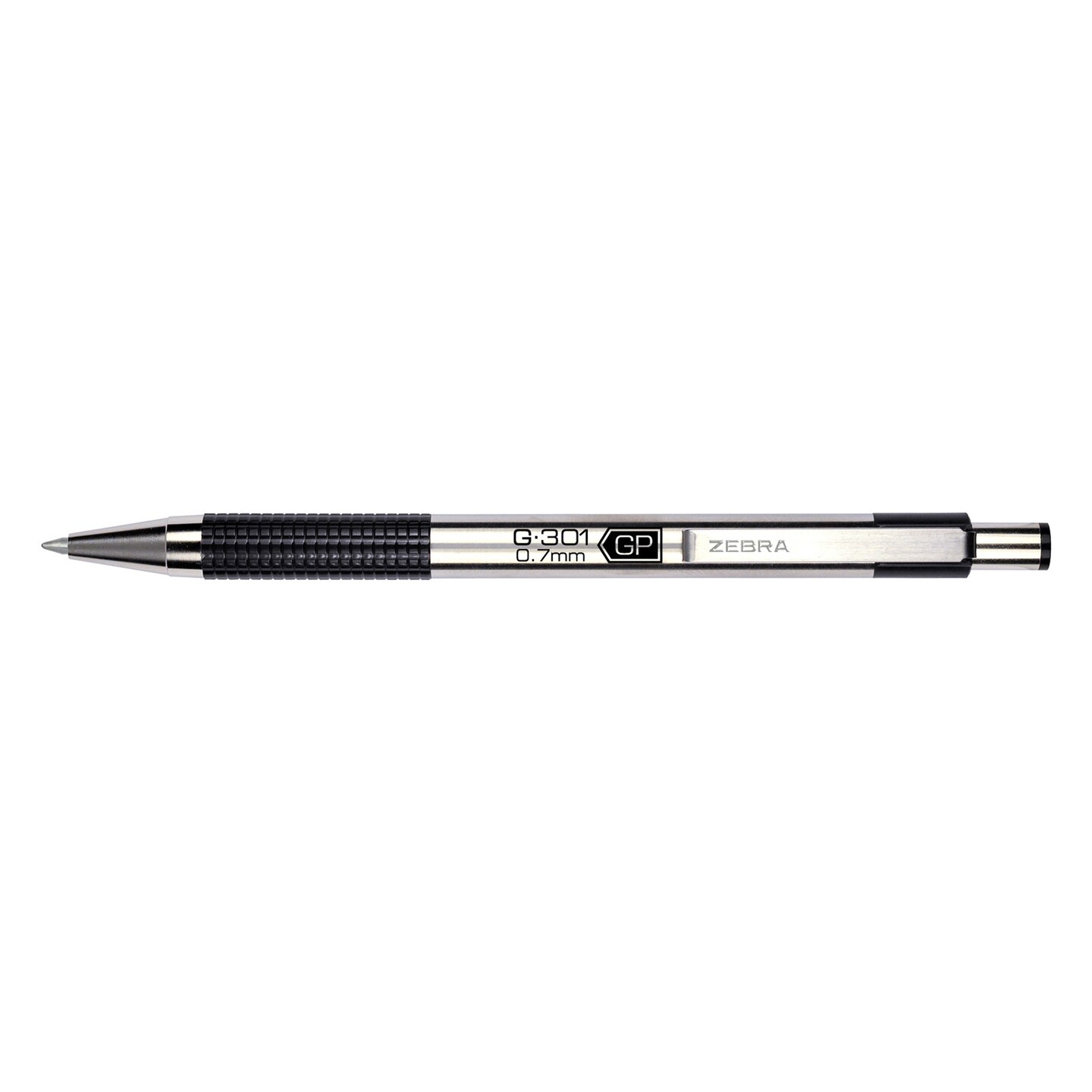 Zebra G-301 Retractable Gel Pen, .7mm, Black