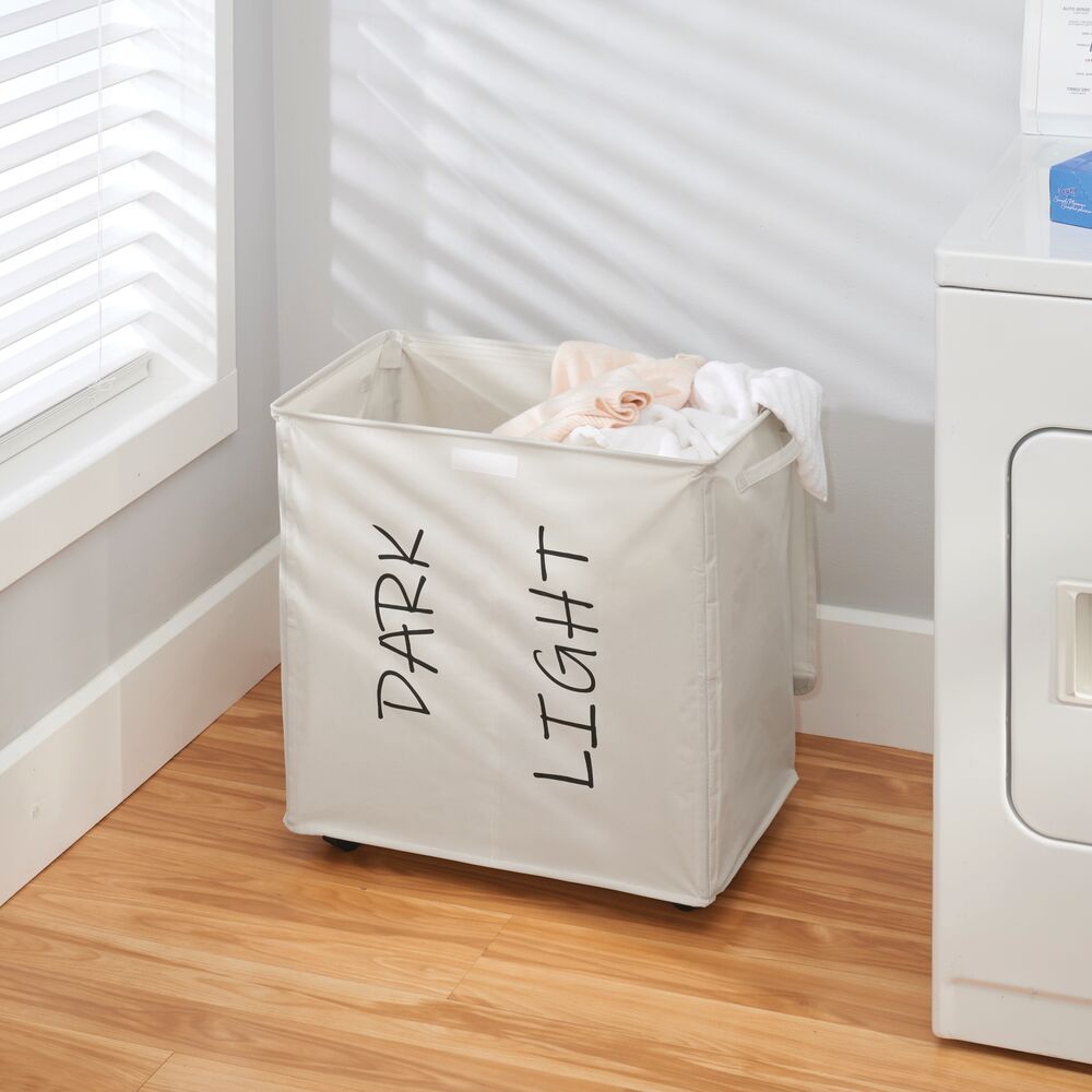 mDesign Divided Laundry Hamper Basket with Lid, Fabric Handles Michaels