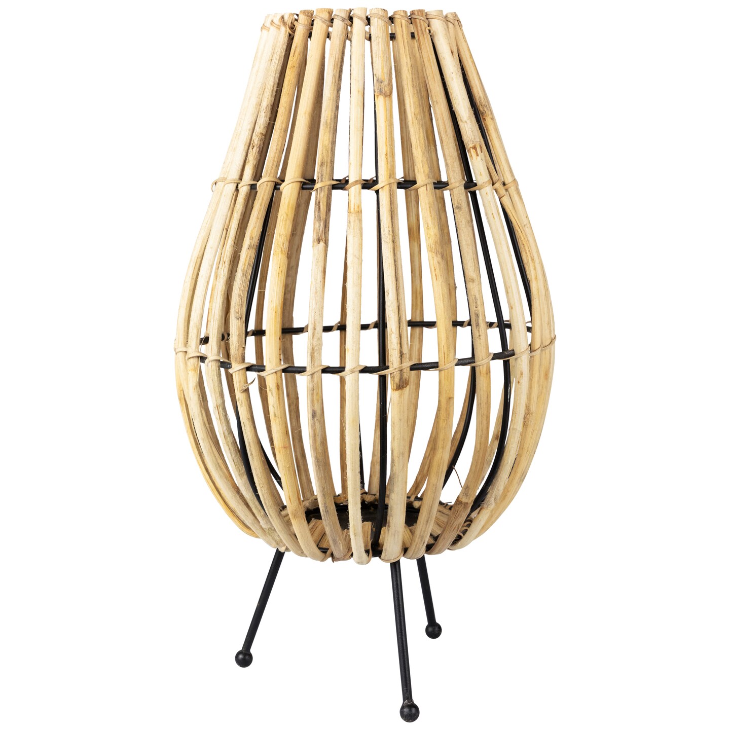 Northlight Rattan and Iron Pillar Candle Holder - 17&#x22; - Natural Rattan